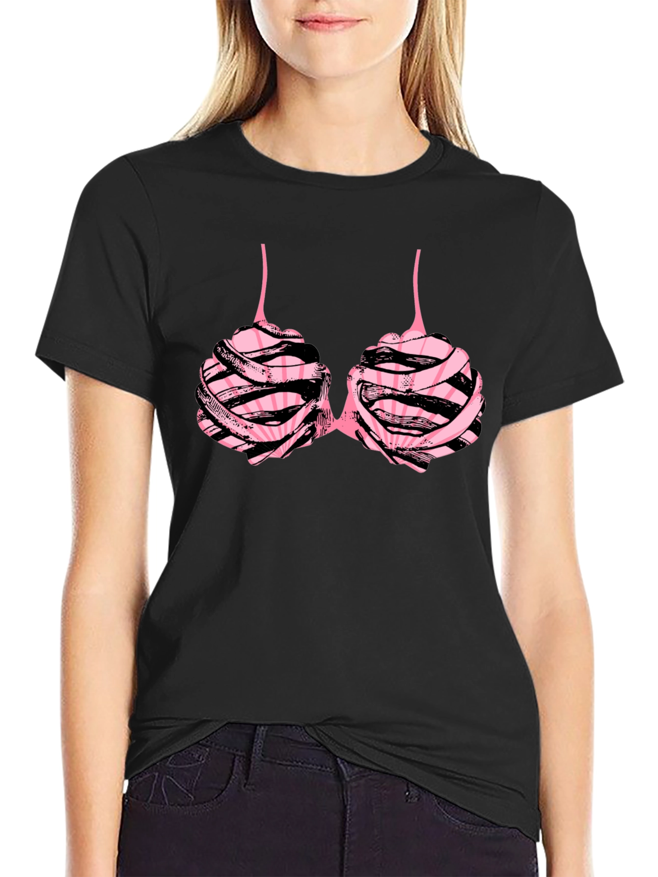 Black Funny Bra T-Shirt view 2