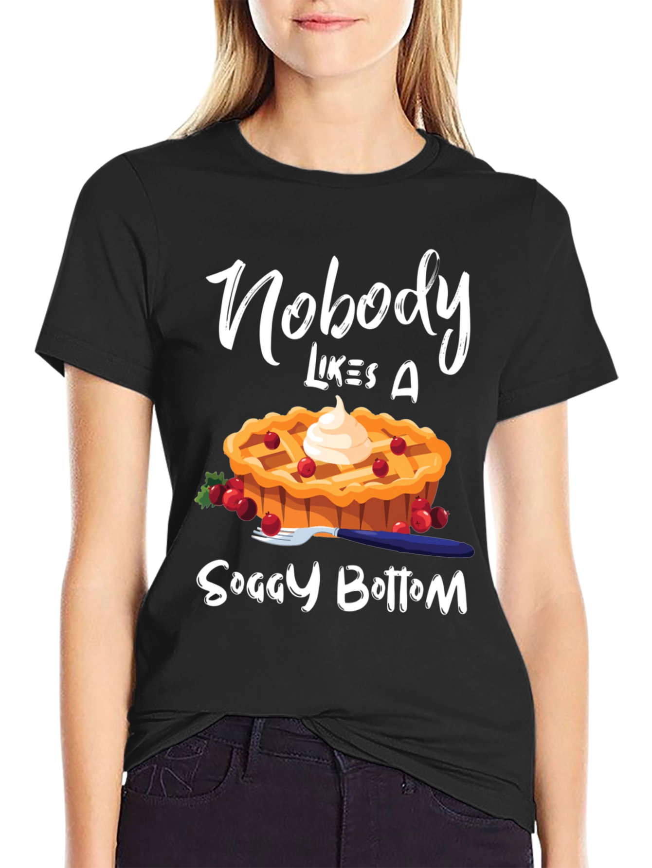 Black Nobody Likes A Soggy Bottom T-Shirt view 2
