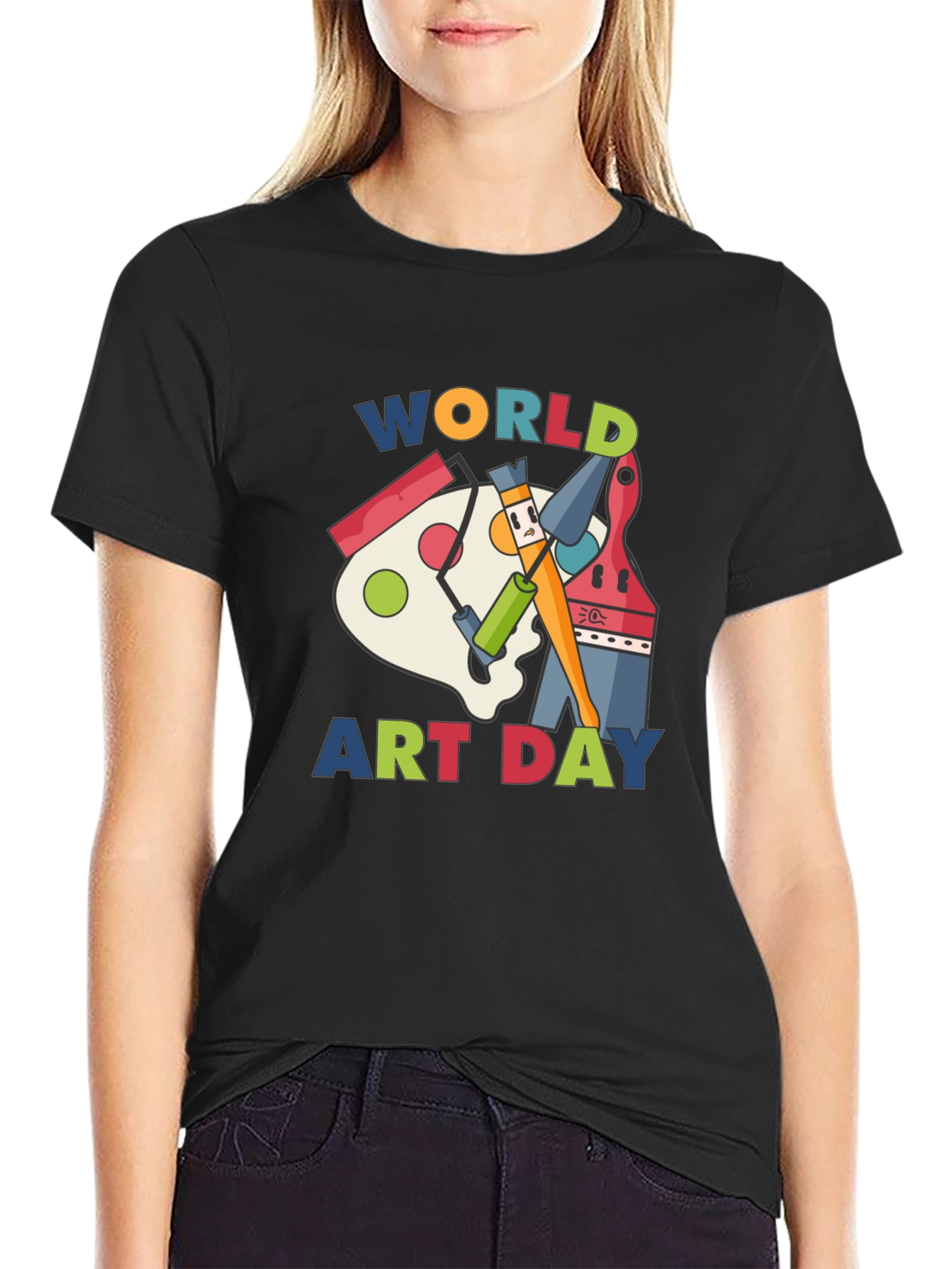 Black World Art Day Black T-Shirt view 2