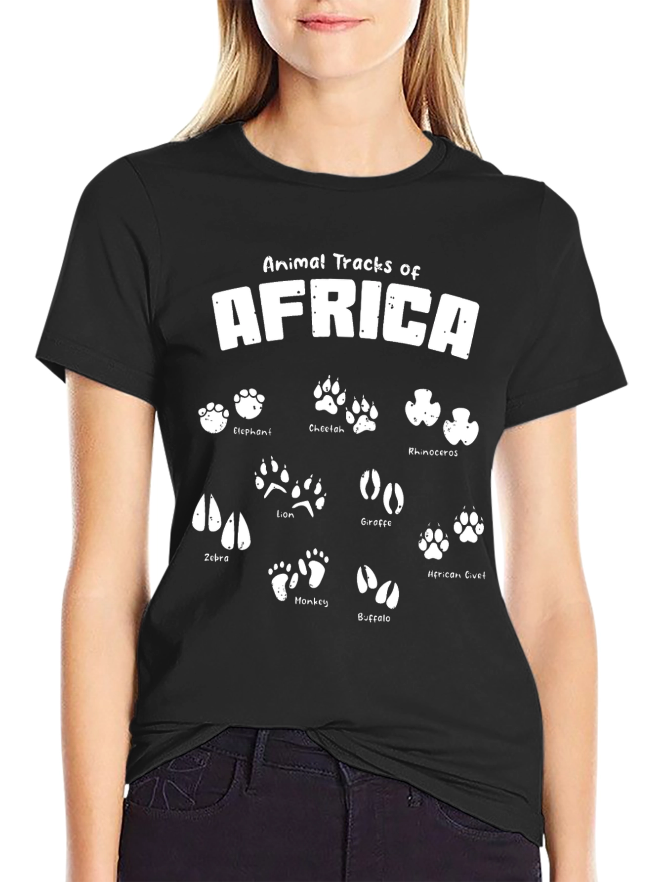 Black Animal Tracks of Africa T-Shirt view 2