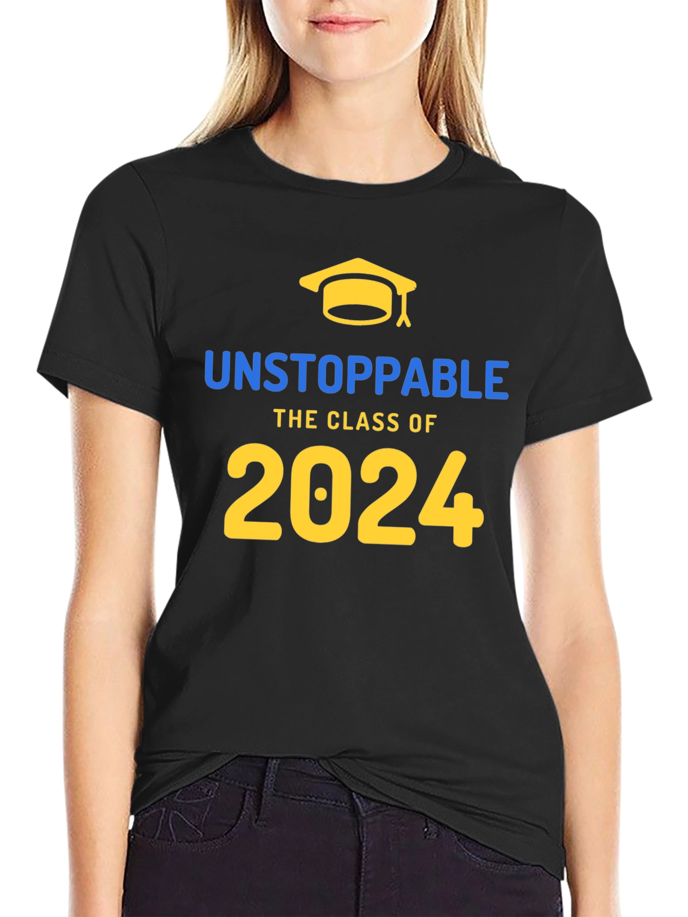 Black Unstoppable Class of 2024 Graduation T-Shirt view 2