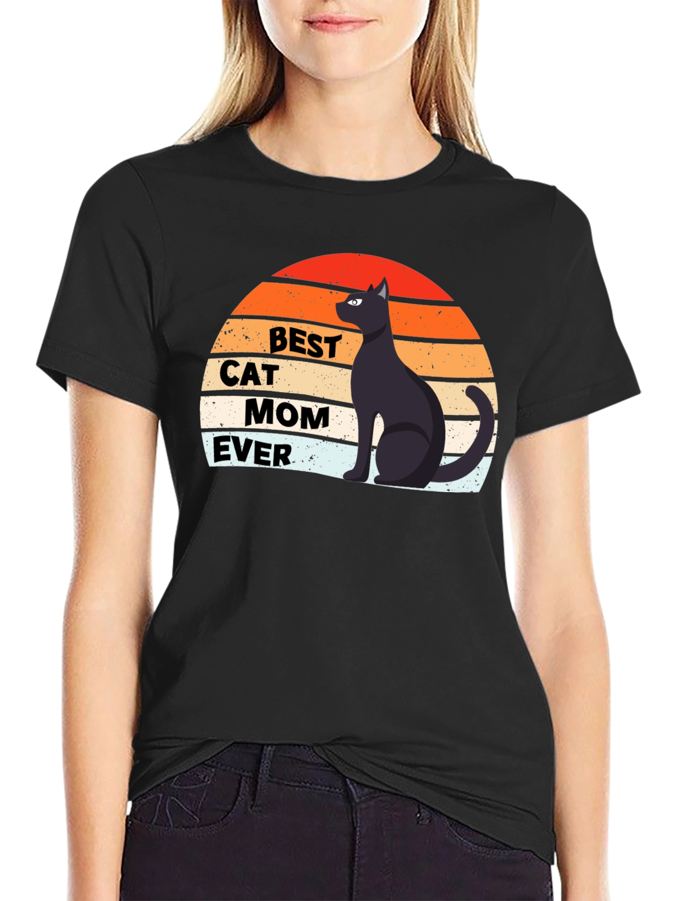 Black Best Cat Mom Ever Graphic Tee view 2