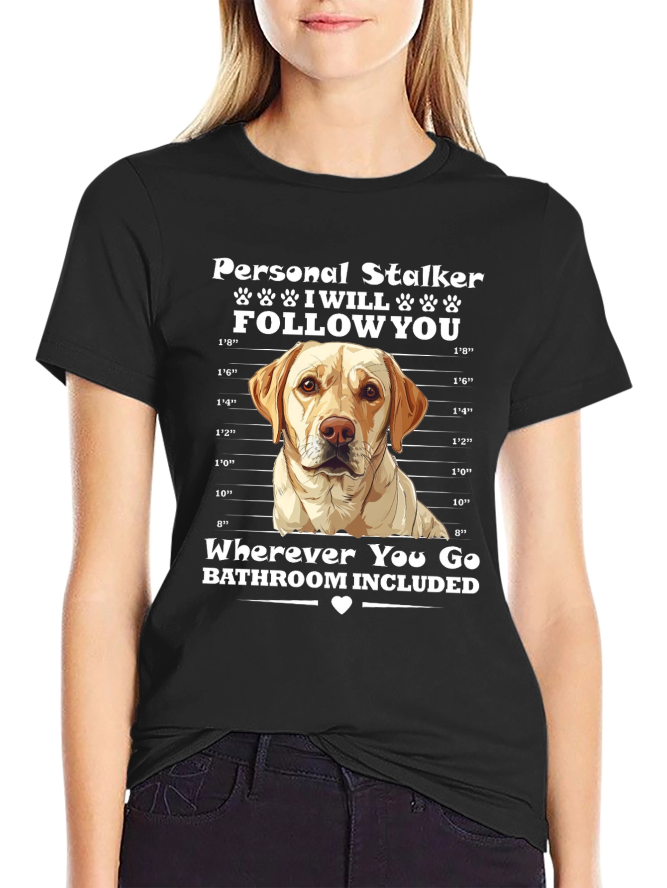 Black Personal Stalker Dog T-Shirt view 2