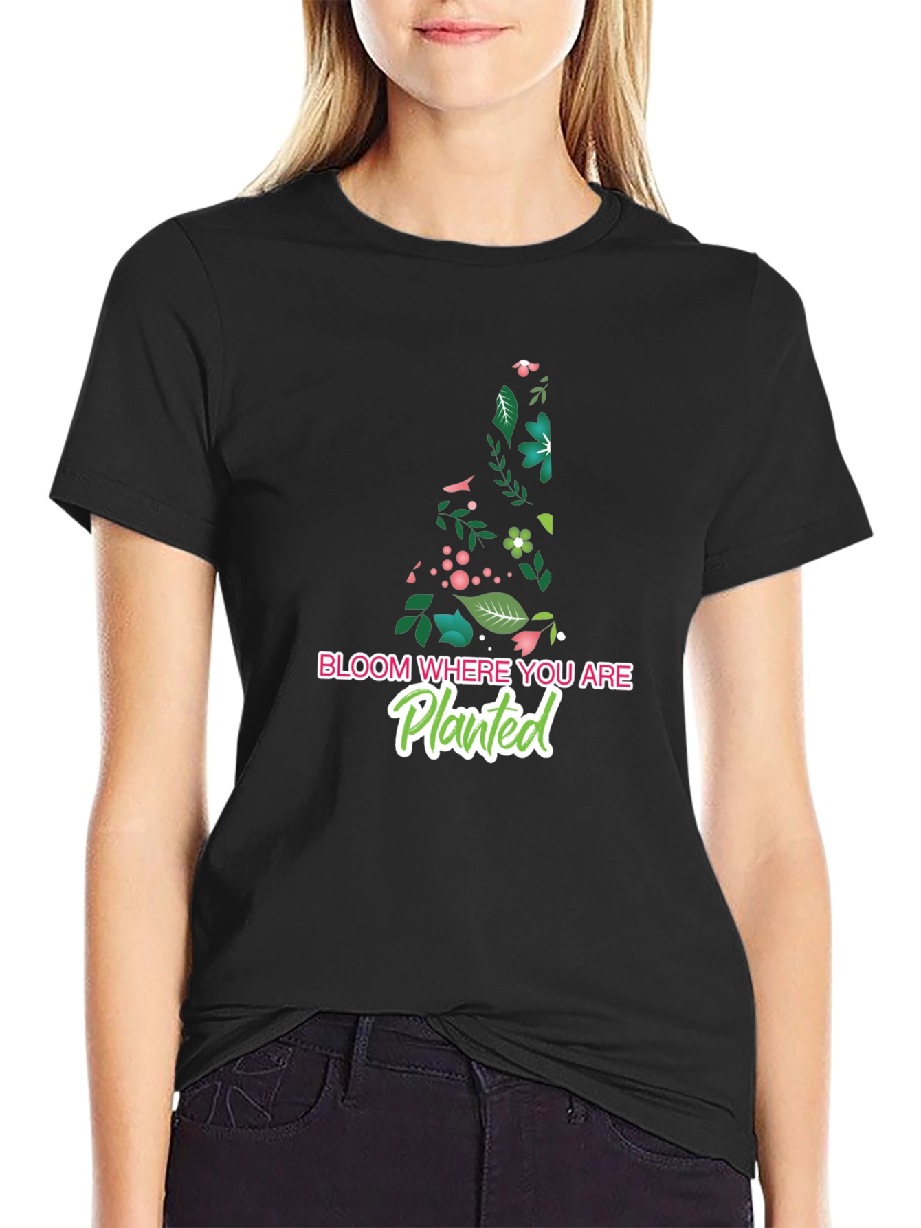Black Bloom Where You Are Planted T-Shirt view 2