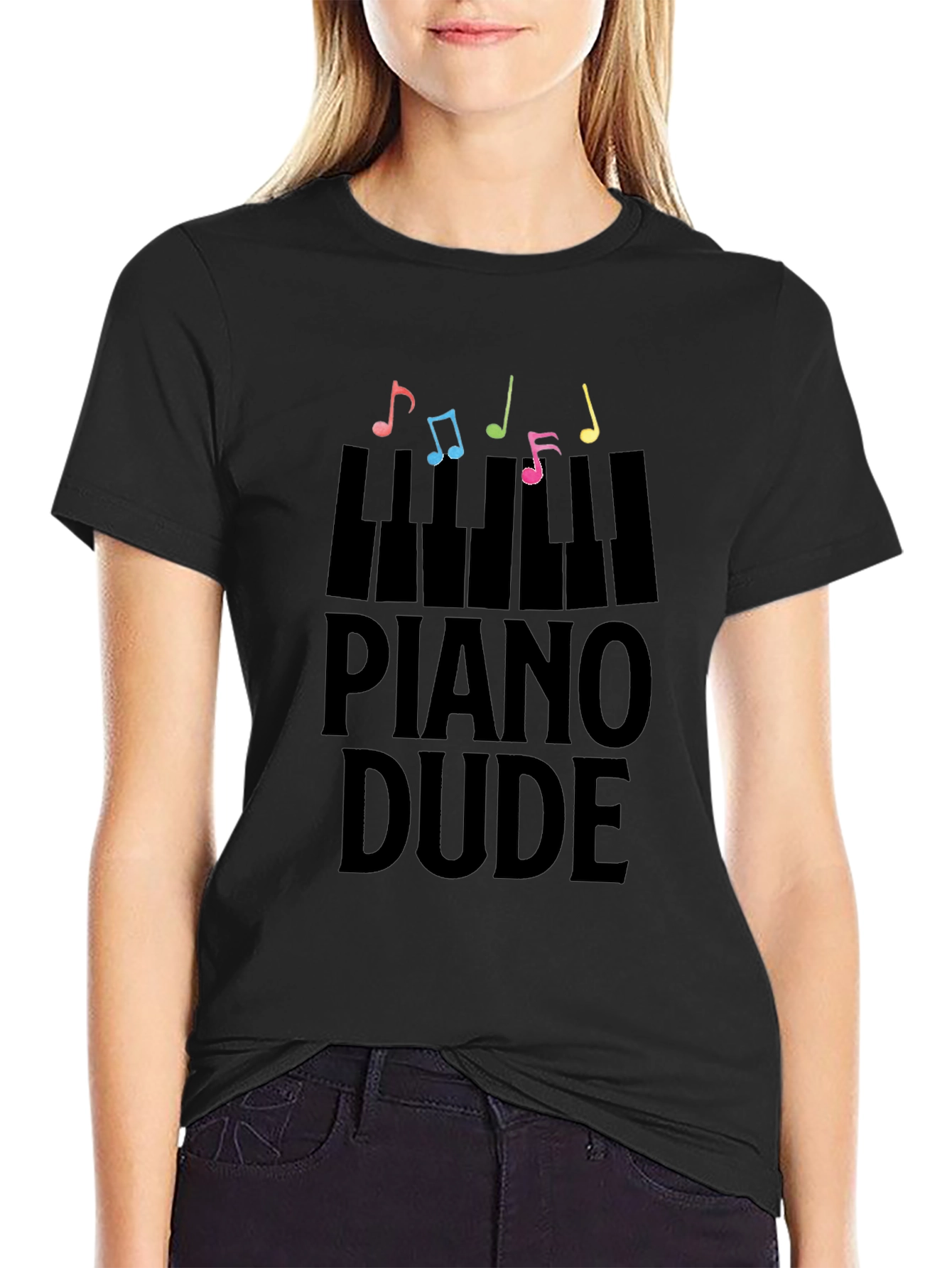 Black Piano Dude Black Graphic Tee view 2