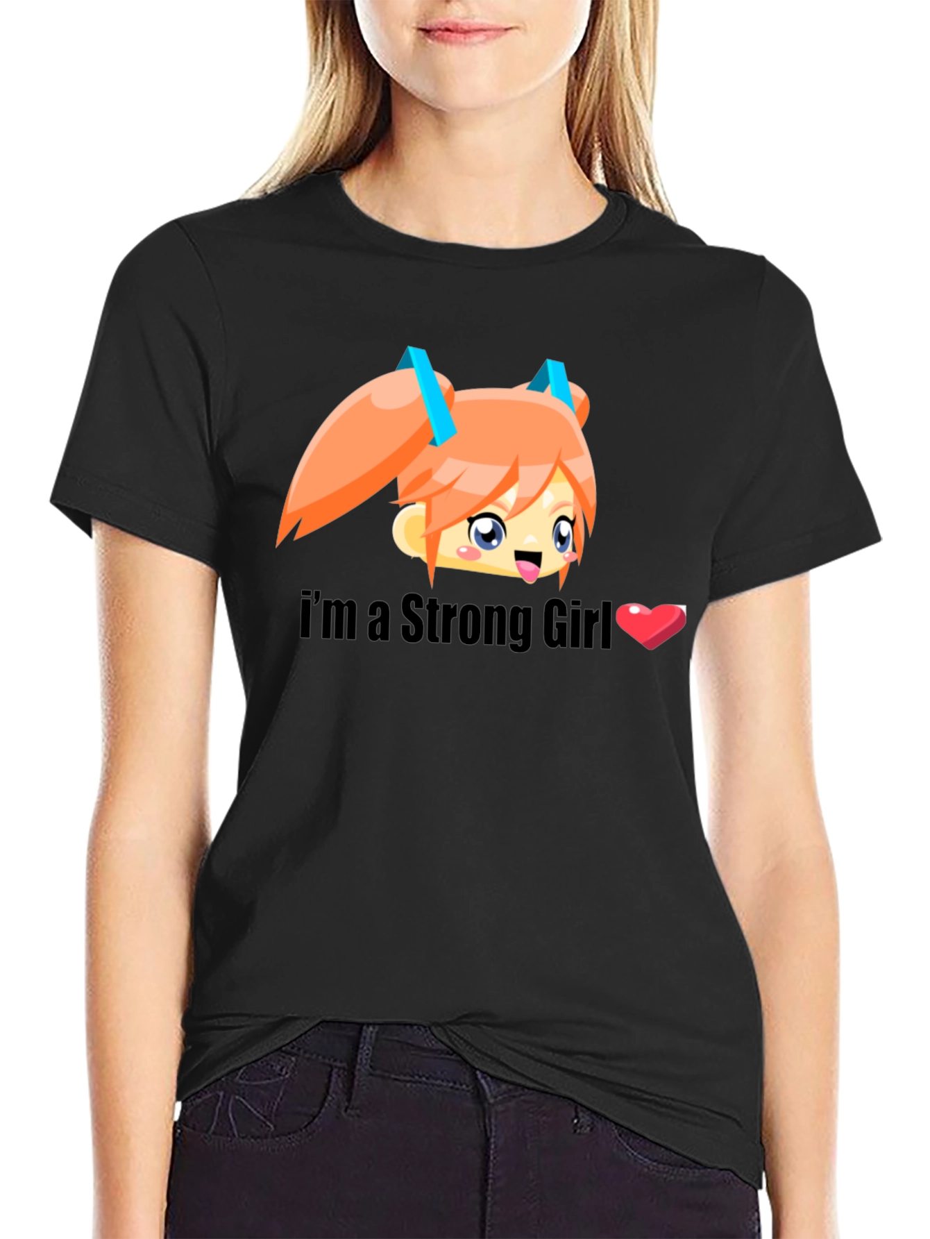 Black I'm a Strong Girl Black T-Shirt view 2