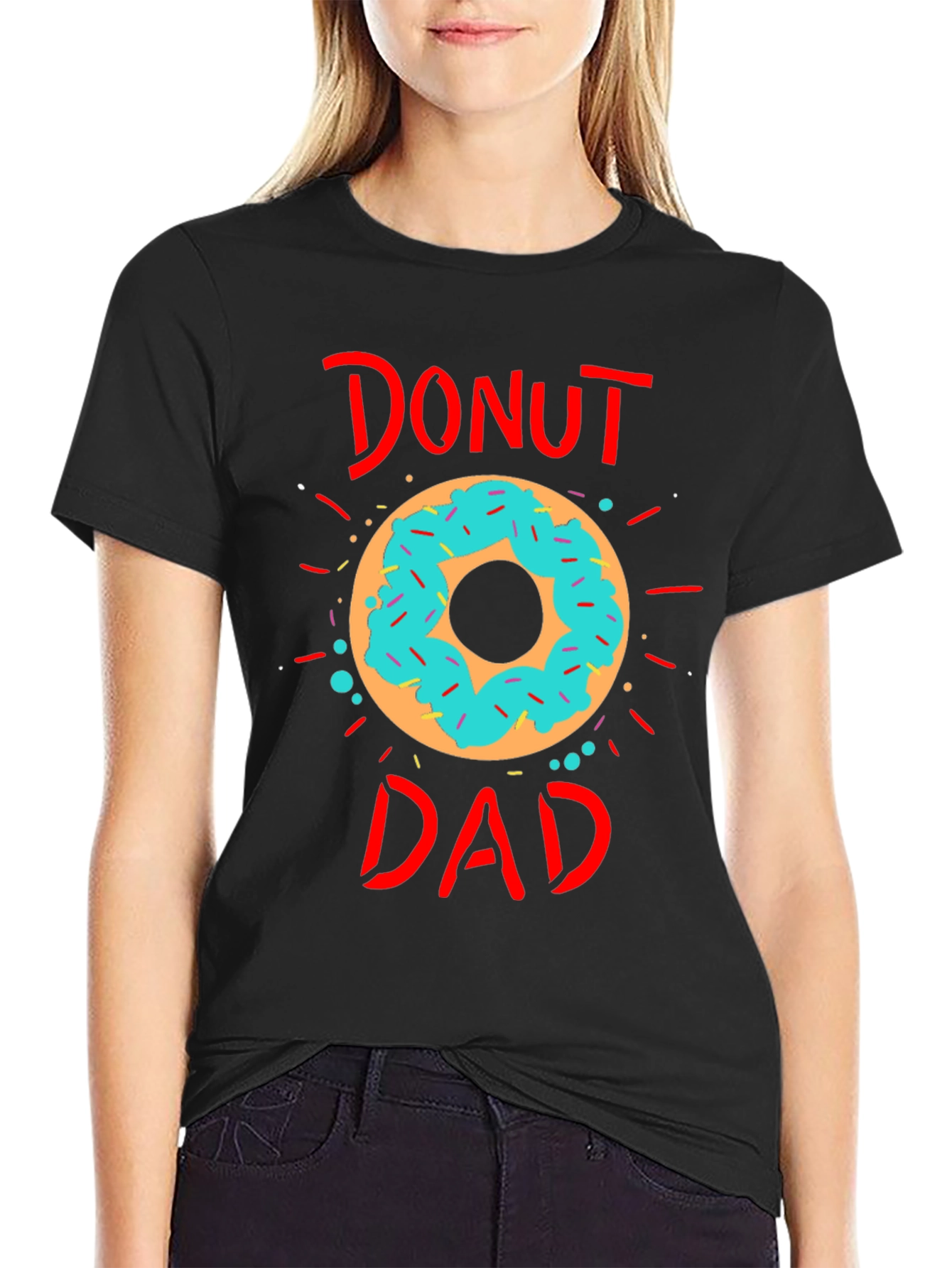 Black Donut Dad T-Shirt - Father's Day Tee view 2