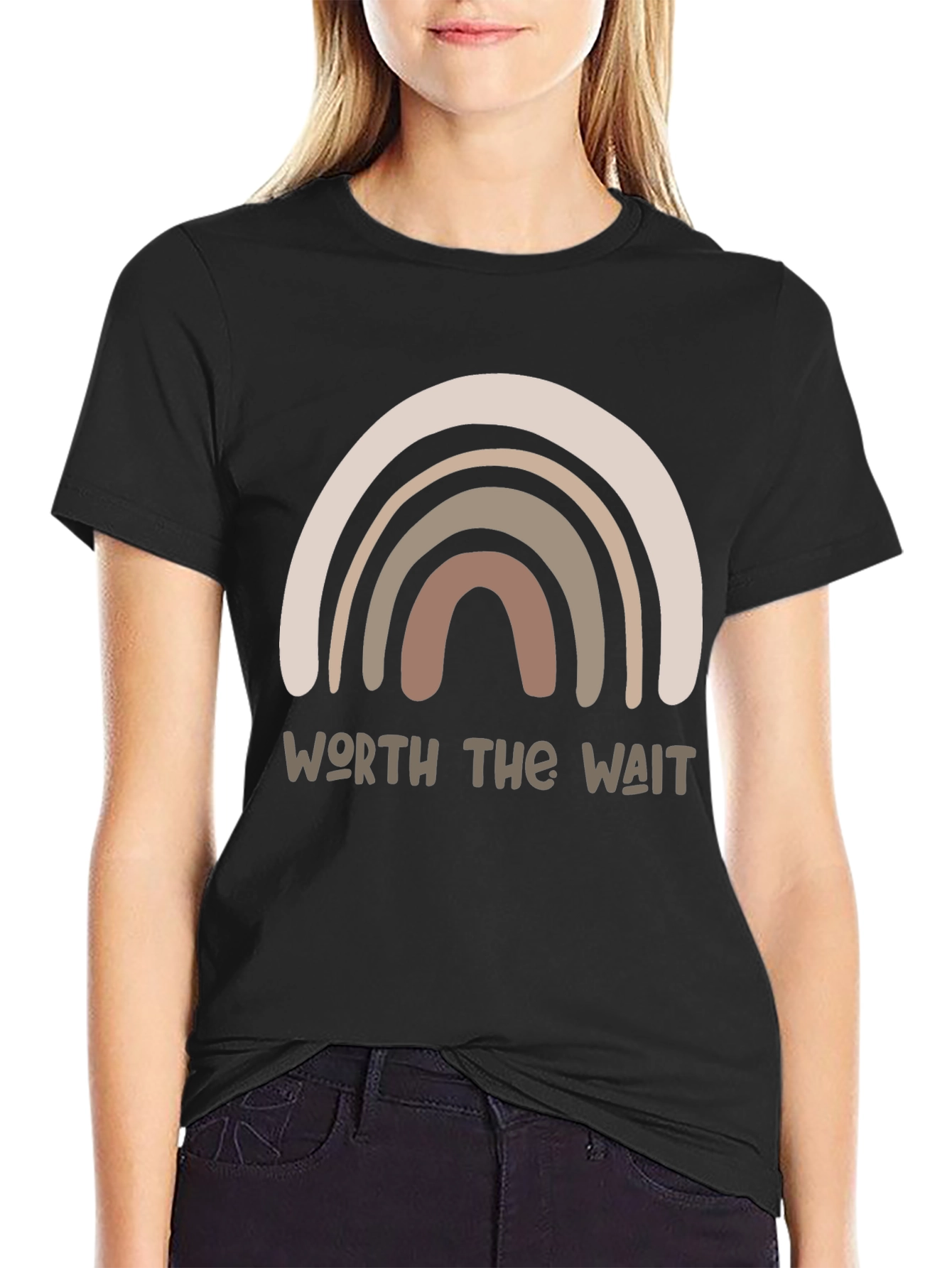 Black Worth the Wait Rainbow Graphic Tee - Unisex view 2