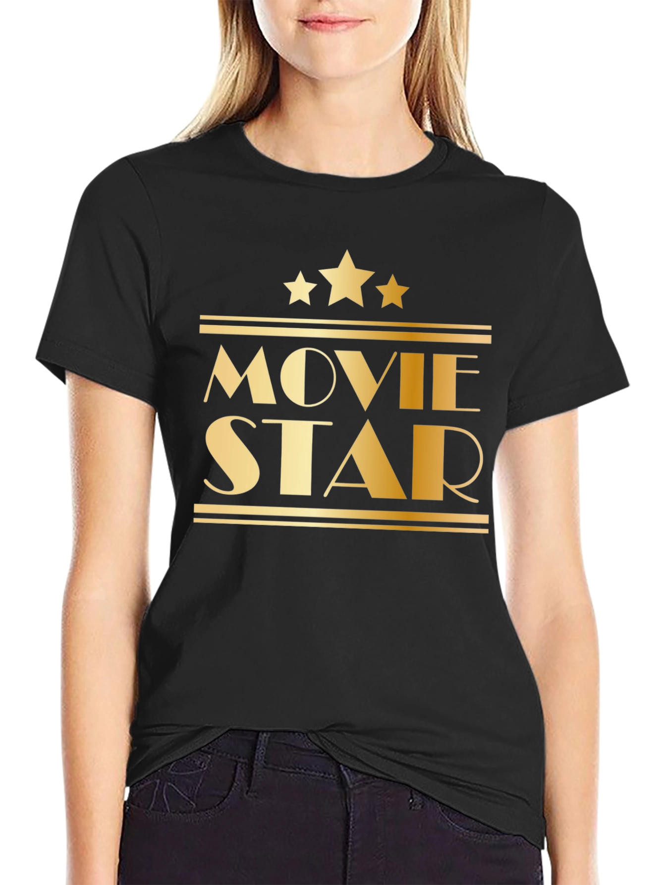 Black Movie Star Graphic Tee - Black Short Sleeve view 2