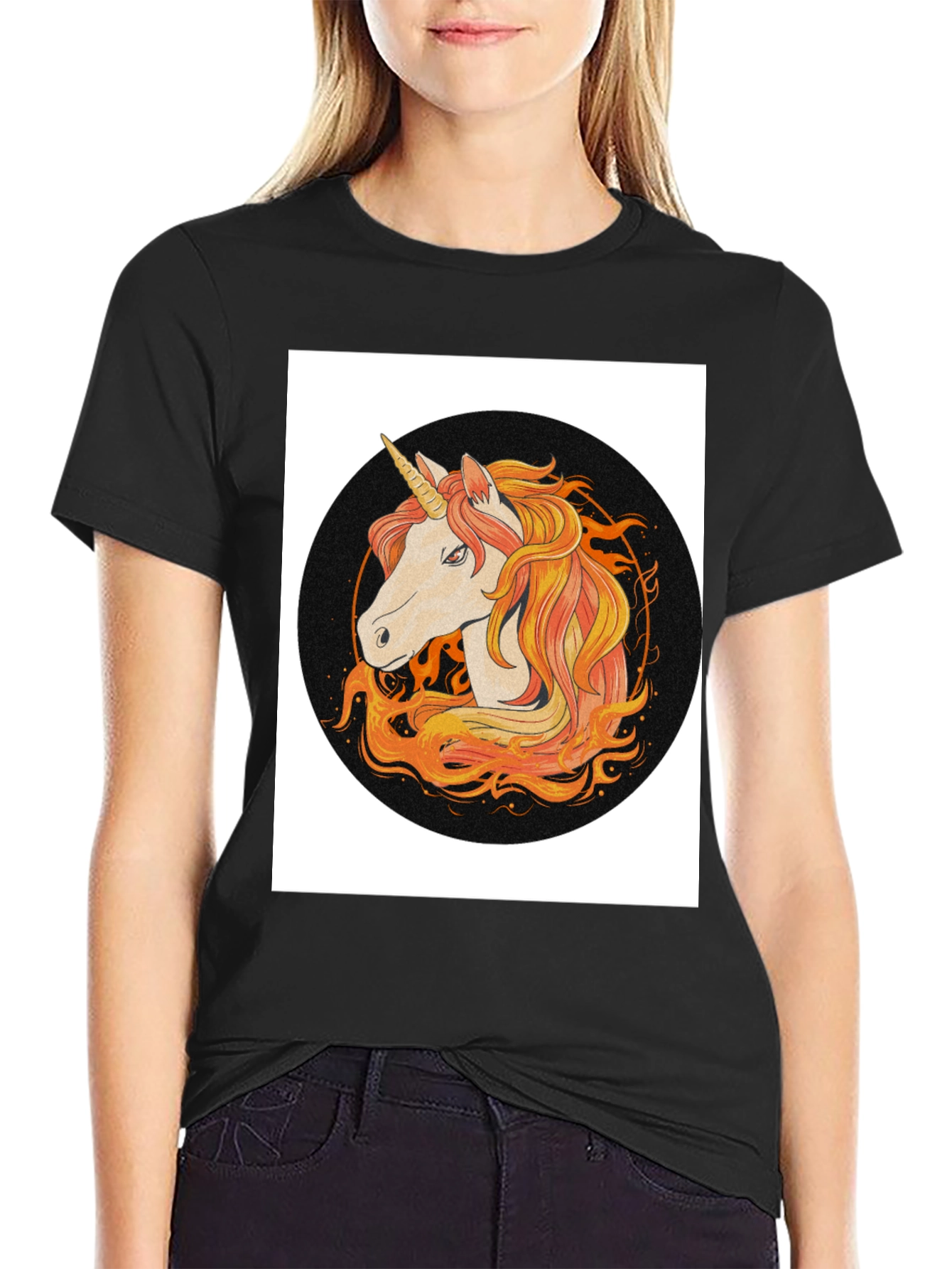 Black Unicorn Graphic Tee - Black Cotton Blend view 2