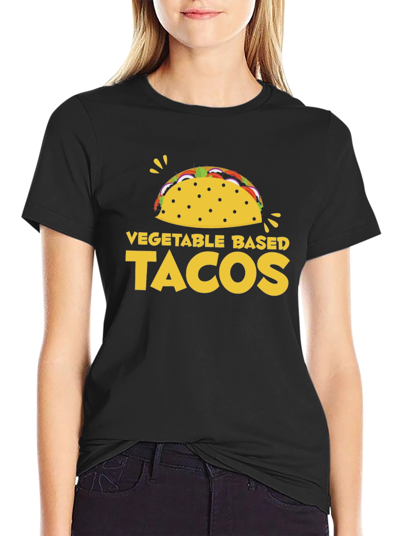 Black Vegetable Based Tacos Graphic T-Shirt view 2