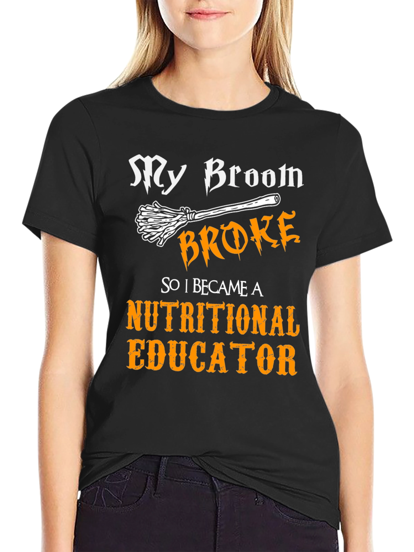 Nutritional Educator T-Shirt - Funny Halloween Witch Broom Tee - 2