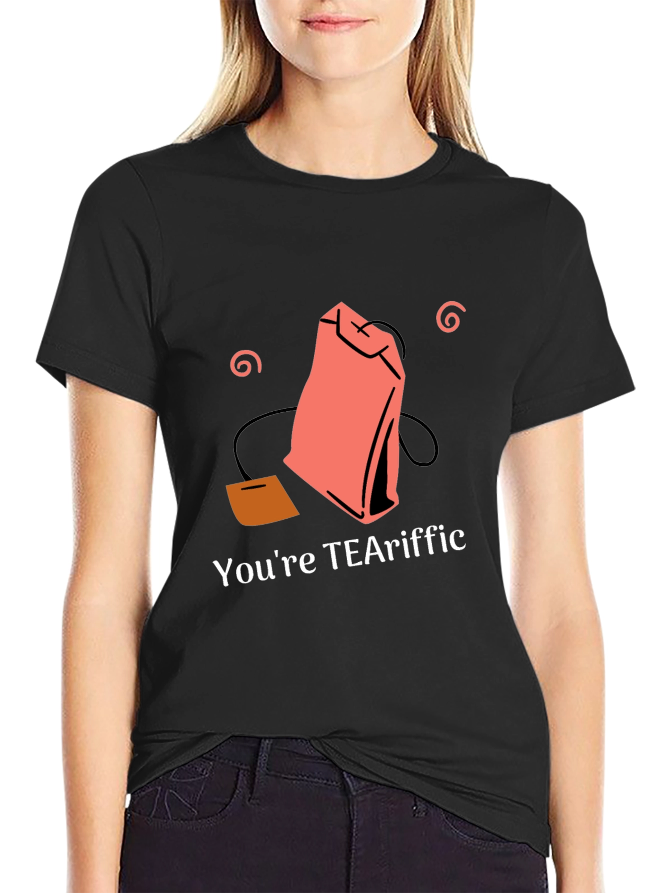 Black You're TEAriffic T-Shirt - Tea Lover Gift view 2