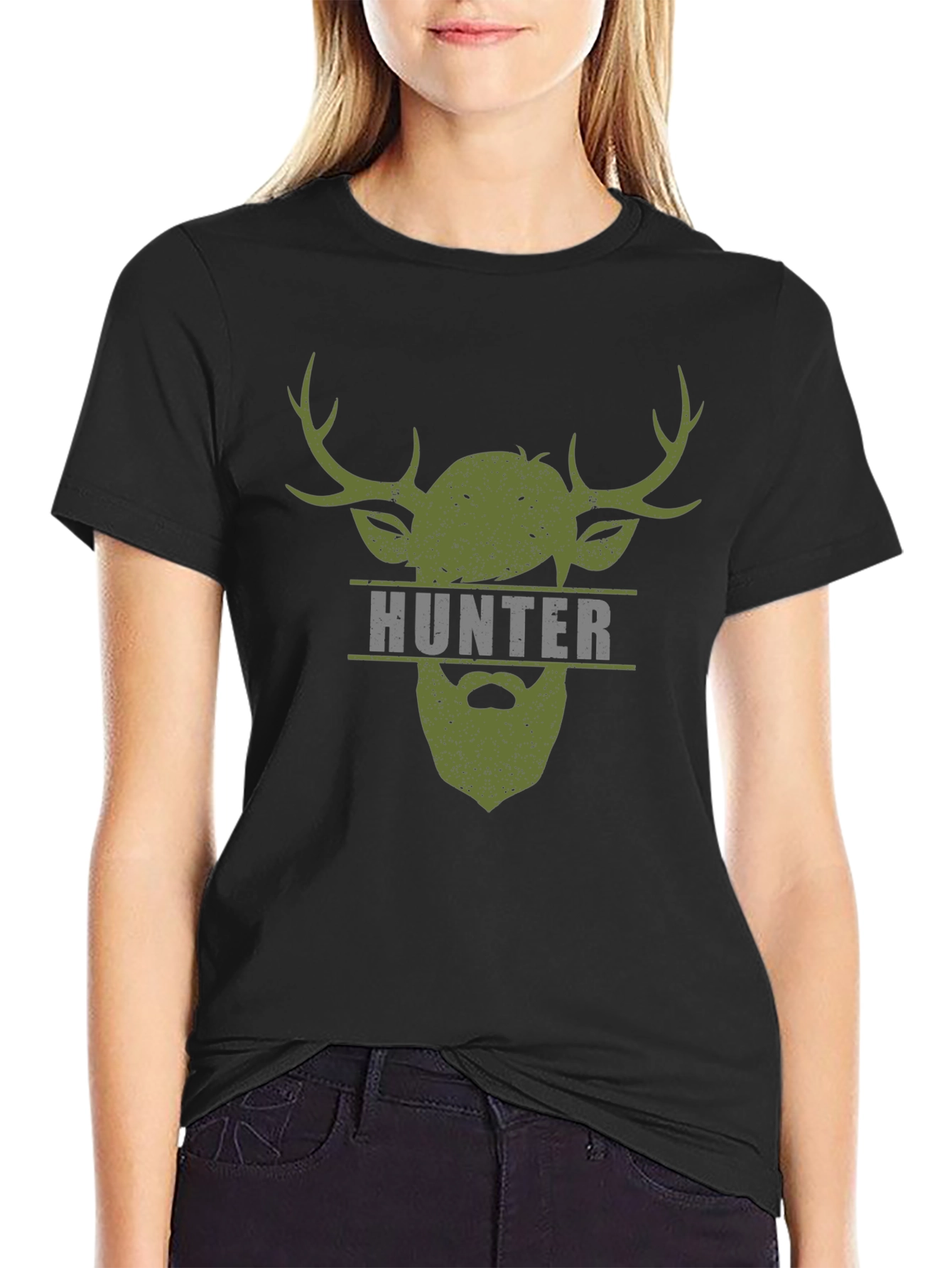 Black Hunter Stag Graphic Tee - Men's Black T-Shirt view 2