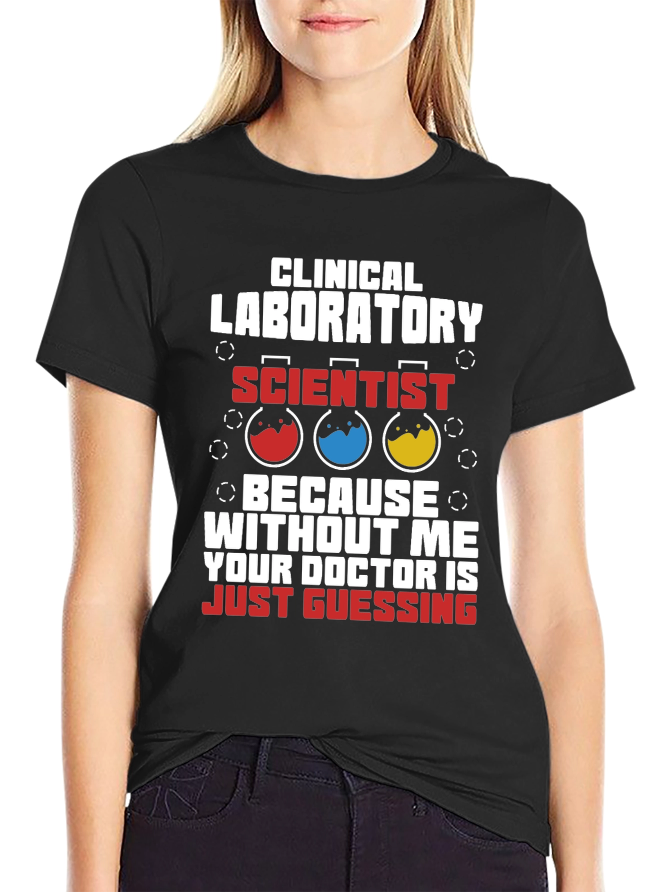 Black Clinical Lab Scientist T-Shirt - Doctor Guessing Humor view 2