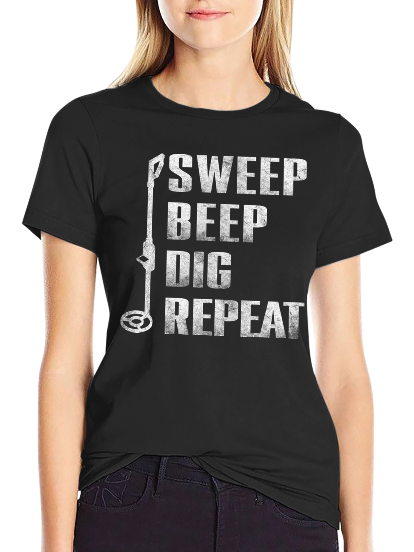 Black Metal Detecting T-Shirt - Sweep Beep Dig Repeat view 2
