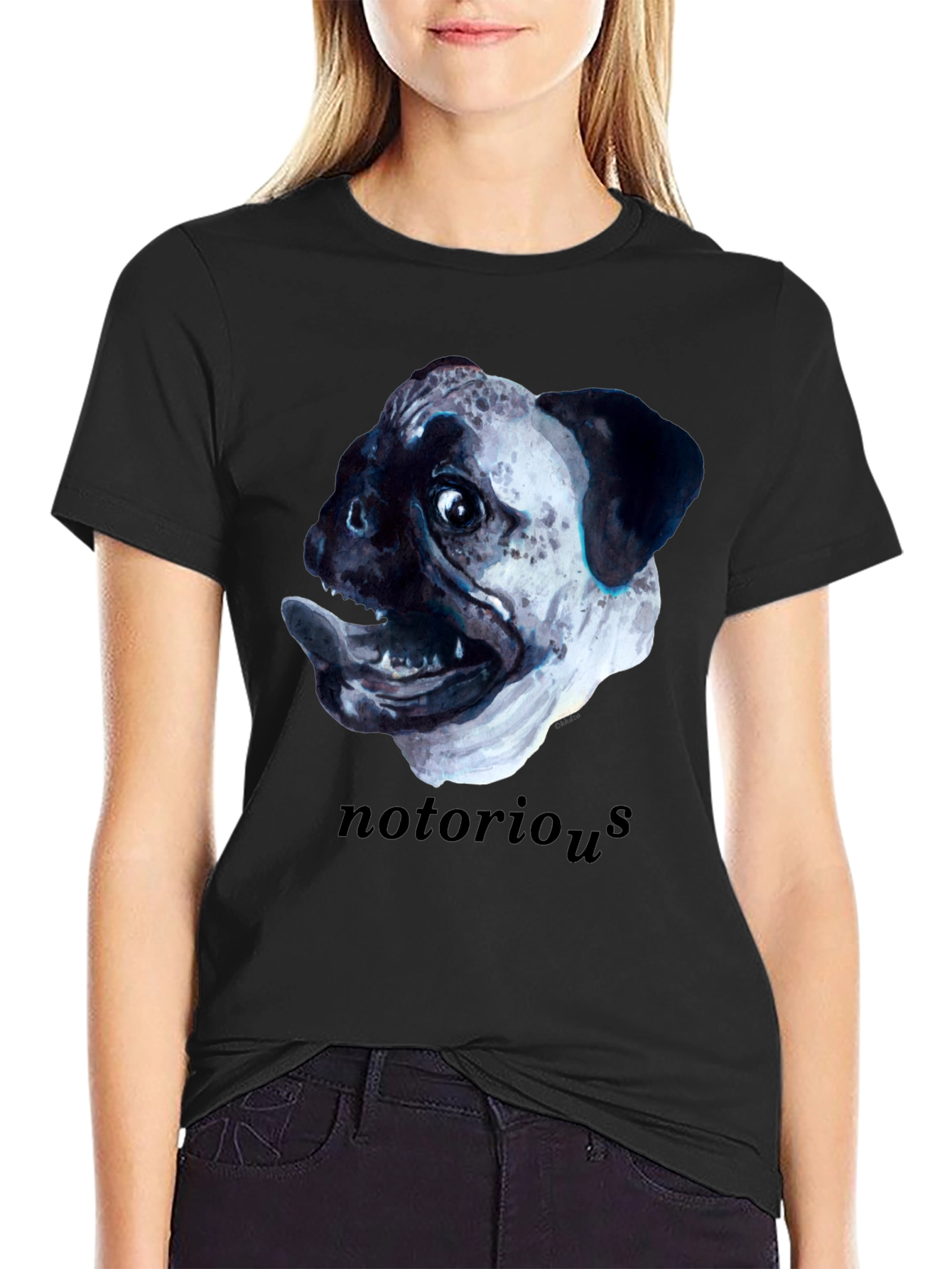Black Notorious Pugs T-Shirt - Funny Dog Tee view 2
