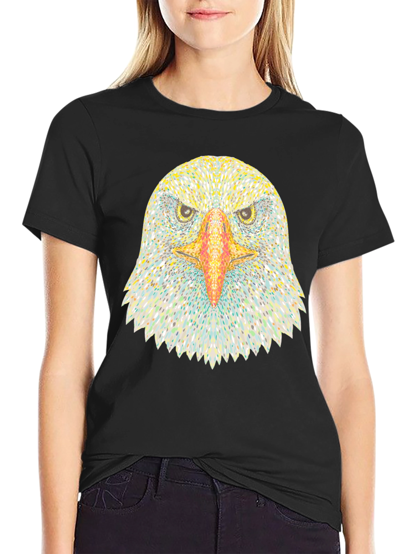 Black Eagle Graphic Print Black T-Shirt view 2