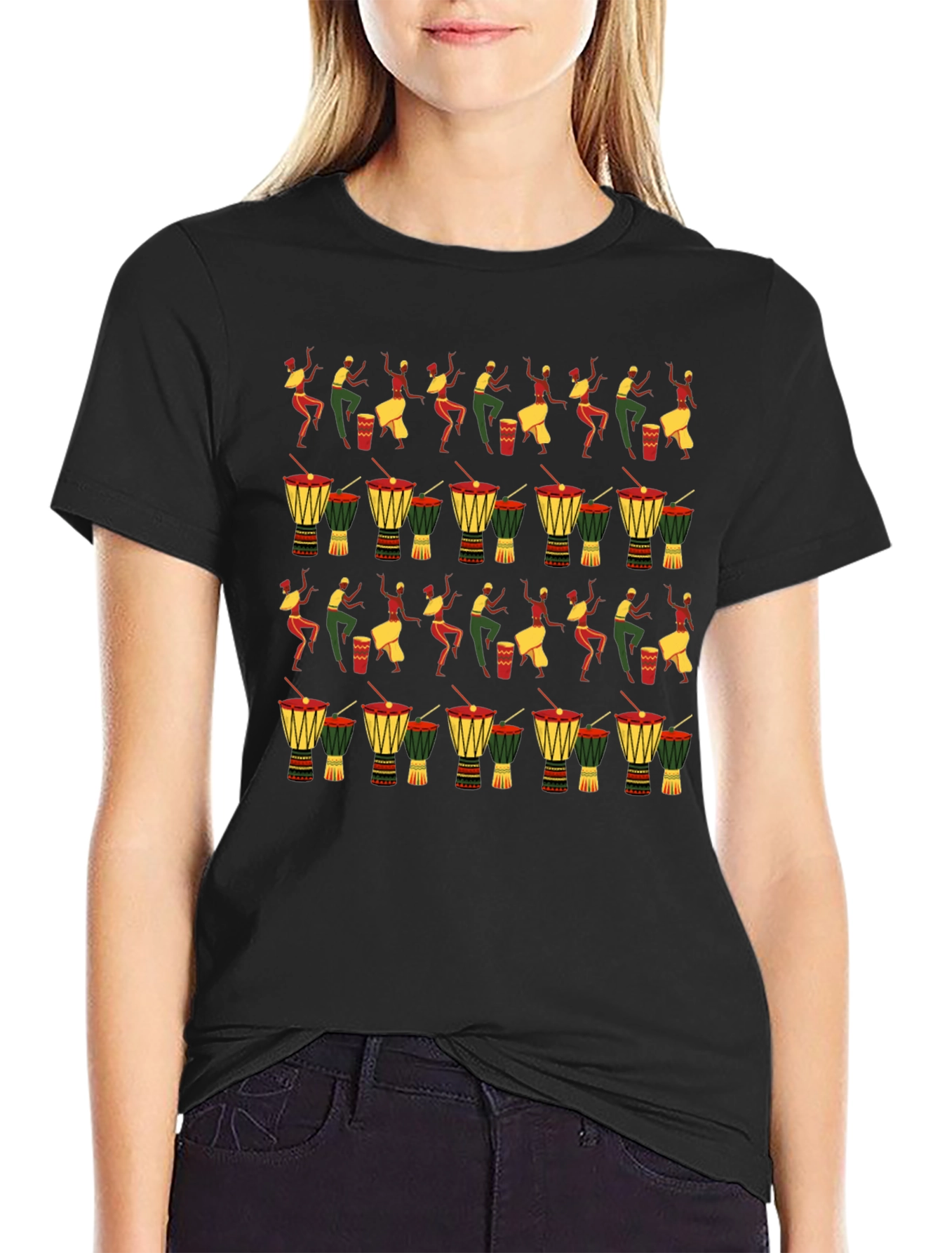 Black African Drummer Graphic Tee - Rhythm & Culture view 2