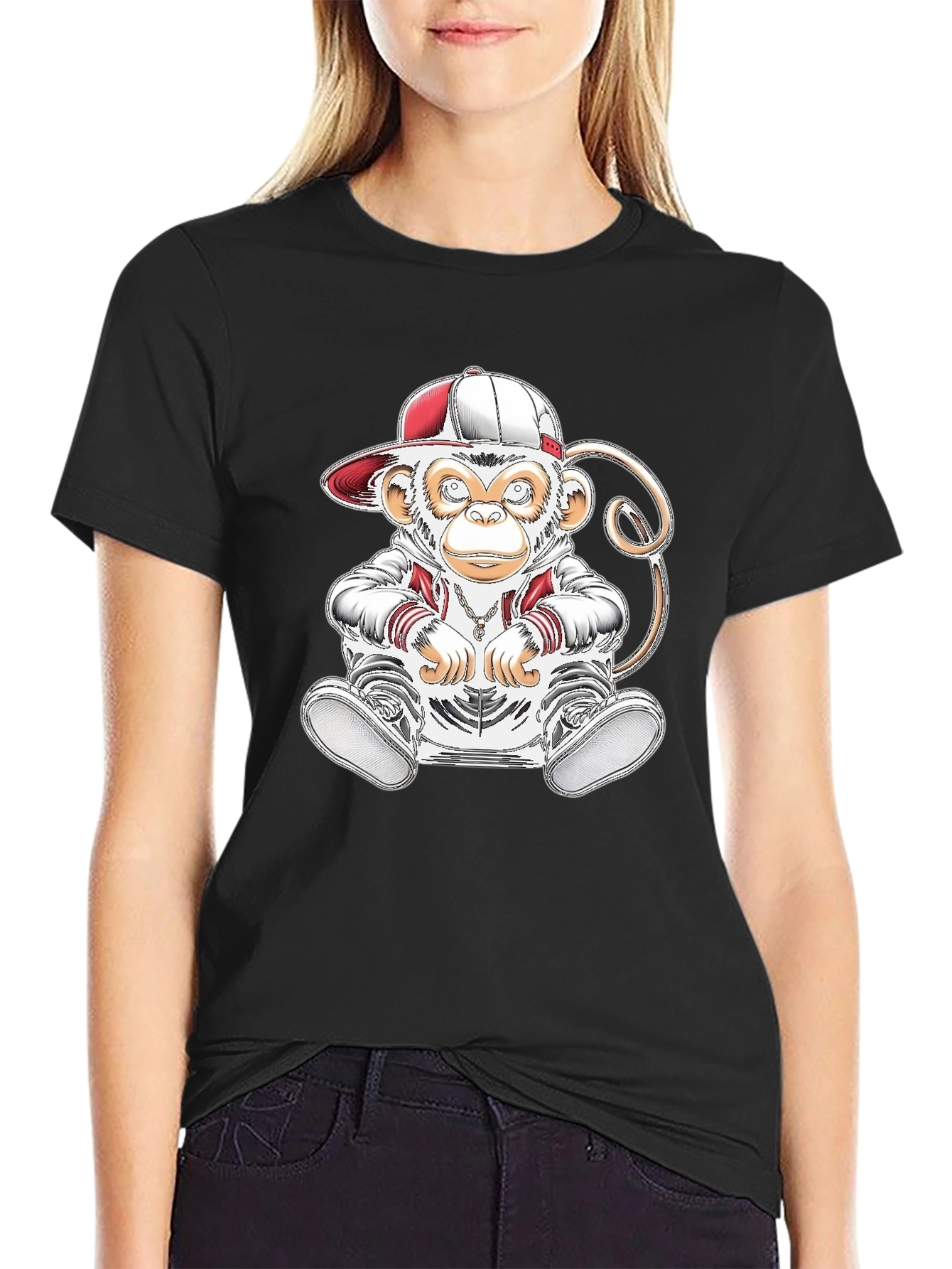 Black Cool Monkey Graphic T-Shirt - Urban Style view 2