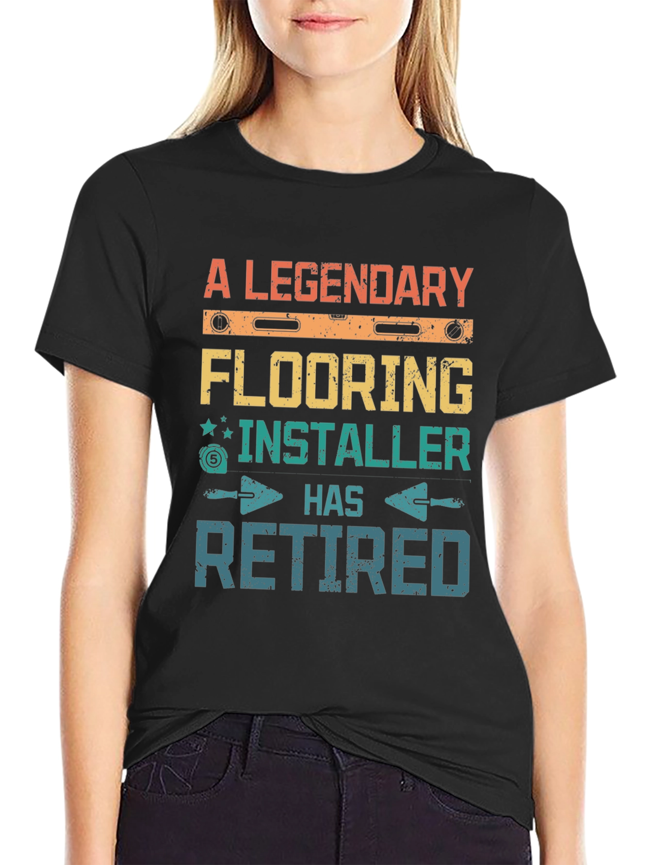 Black Retired Flooring Installer T-Shirt - Legendary view 2