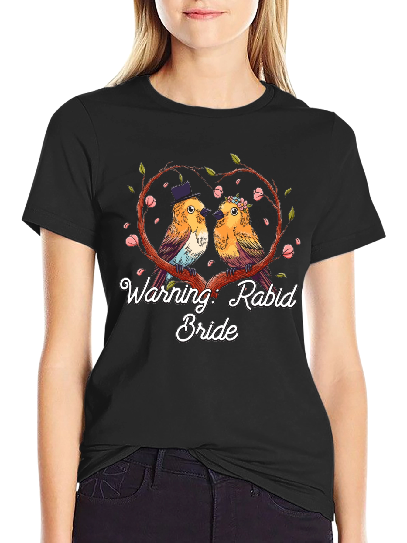 Black Warning: Rabid Bride T-Shirt Bird Lovers Funny view 2