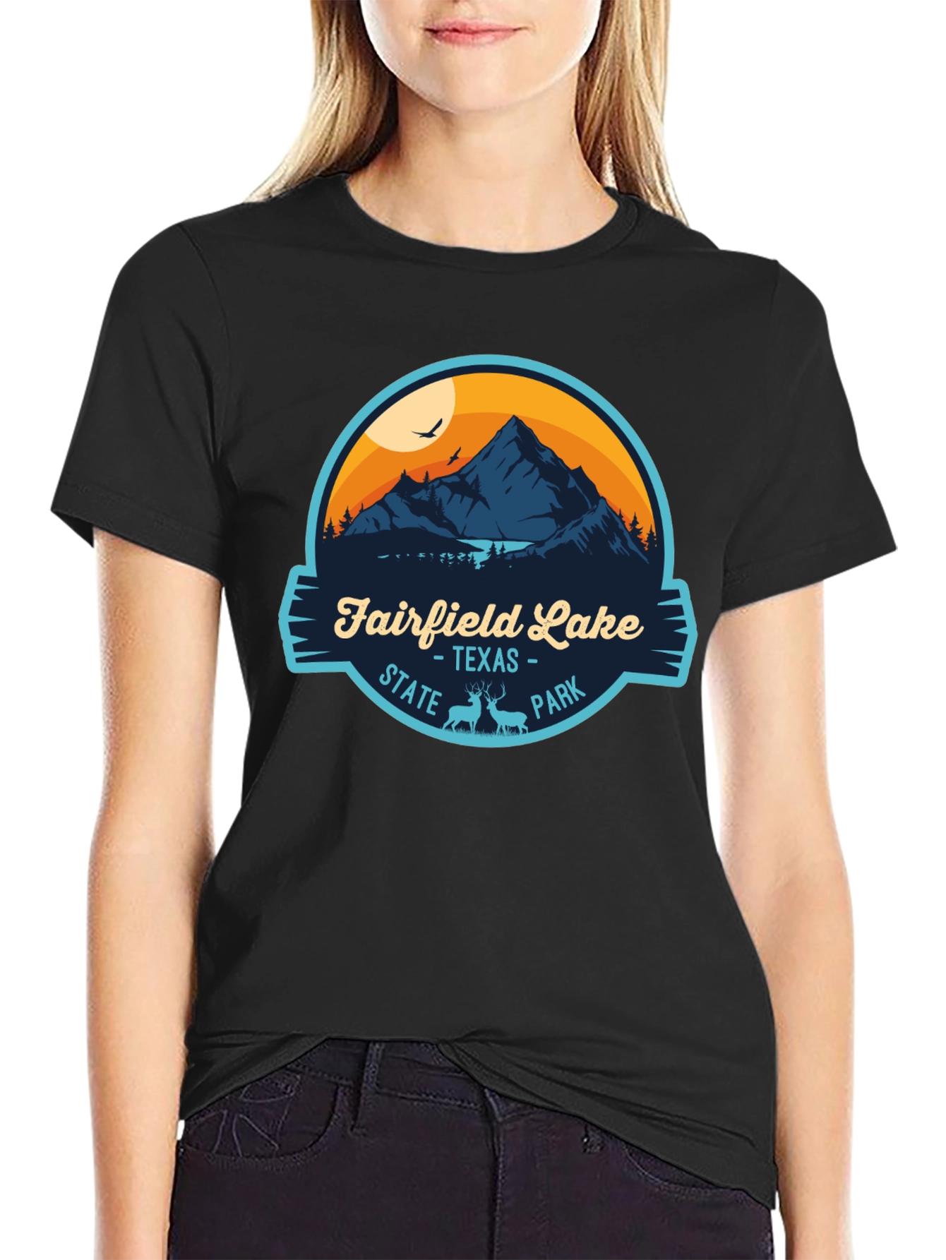 Black Fairfield Lake State Park Graphic T-Shirt view 2