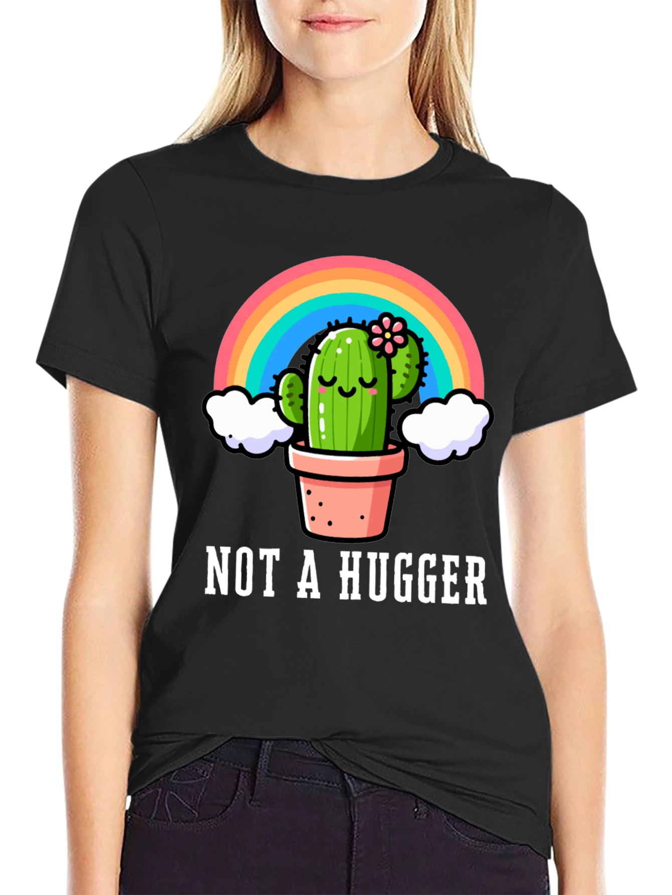 Black Not A Hugger Cactus Graphic Tee view 2