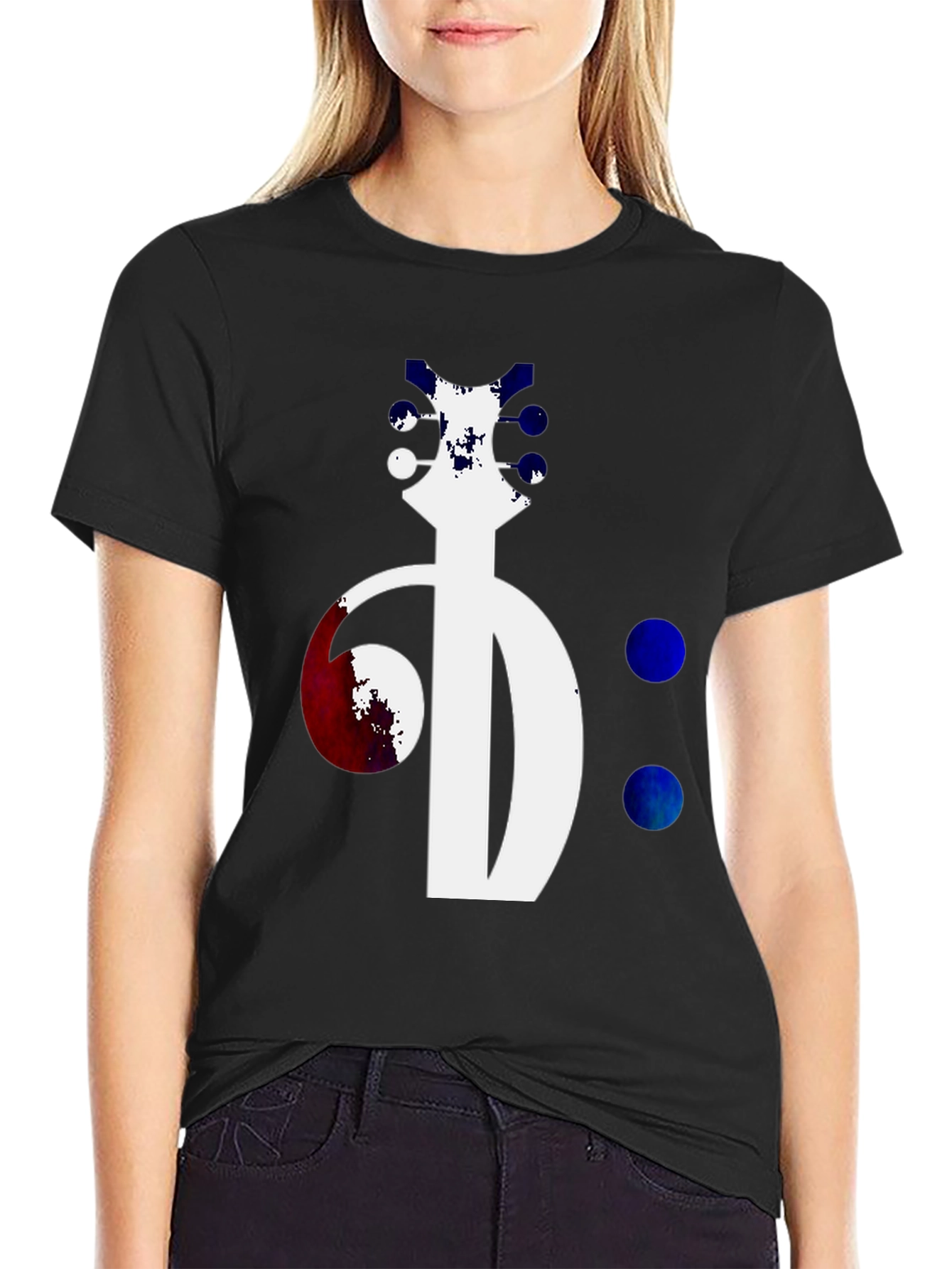 Abstract Guitar Bass Clef Graphic Tee - Unique Music Shirt - 2