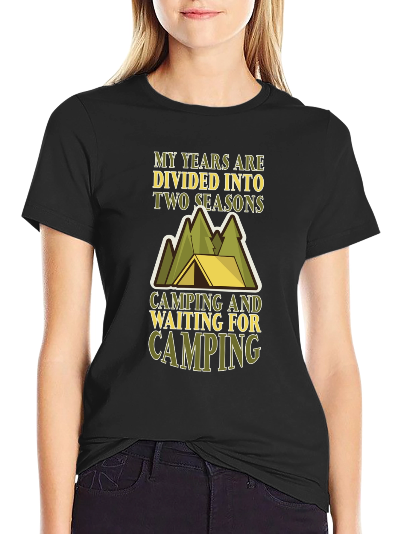 Black Camping Seasons T-Shirt - Funny Outdoor Tee view 2