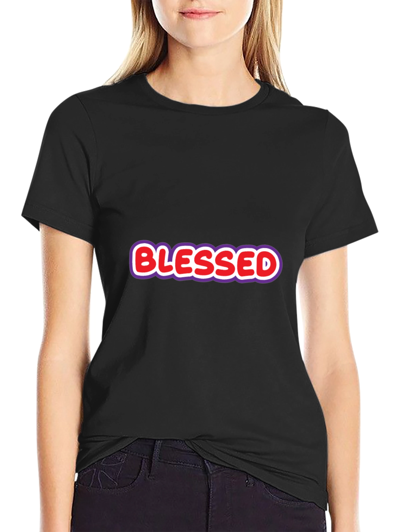 Black Blessed Graphic T-Shirt - Casual Style view 2