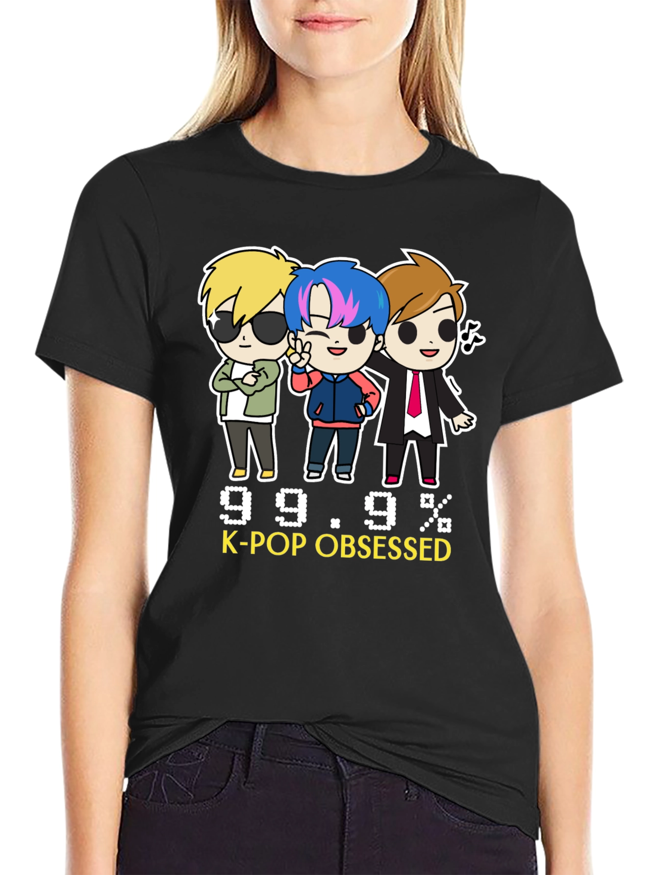 Black K-Pop Obsessed Black Graphic Tee view 2