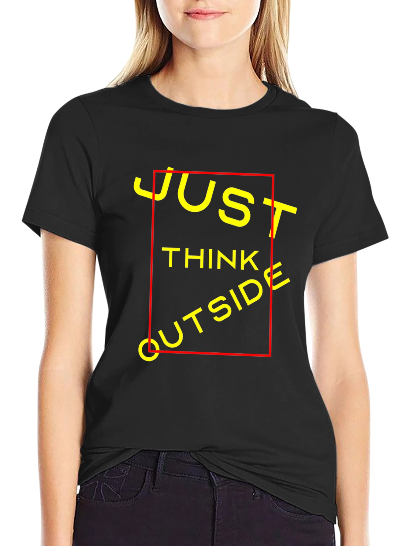 Black Just Think Outside T-Shirt - Black Crew Neck view 2