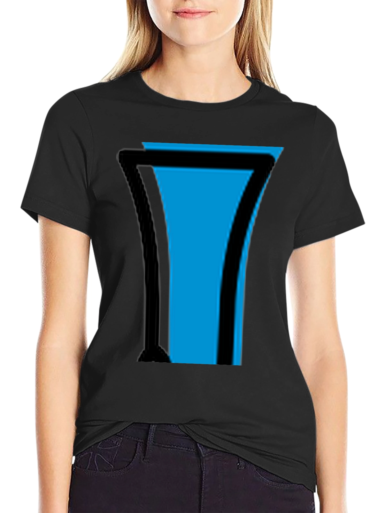 Stylish Blue & Black Graphic Tee - 2