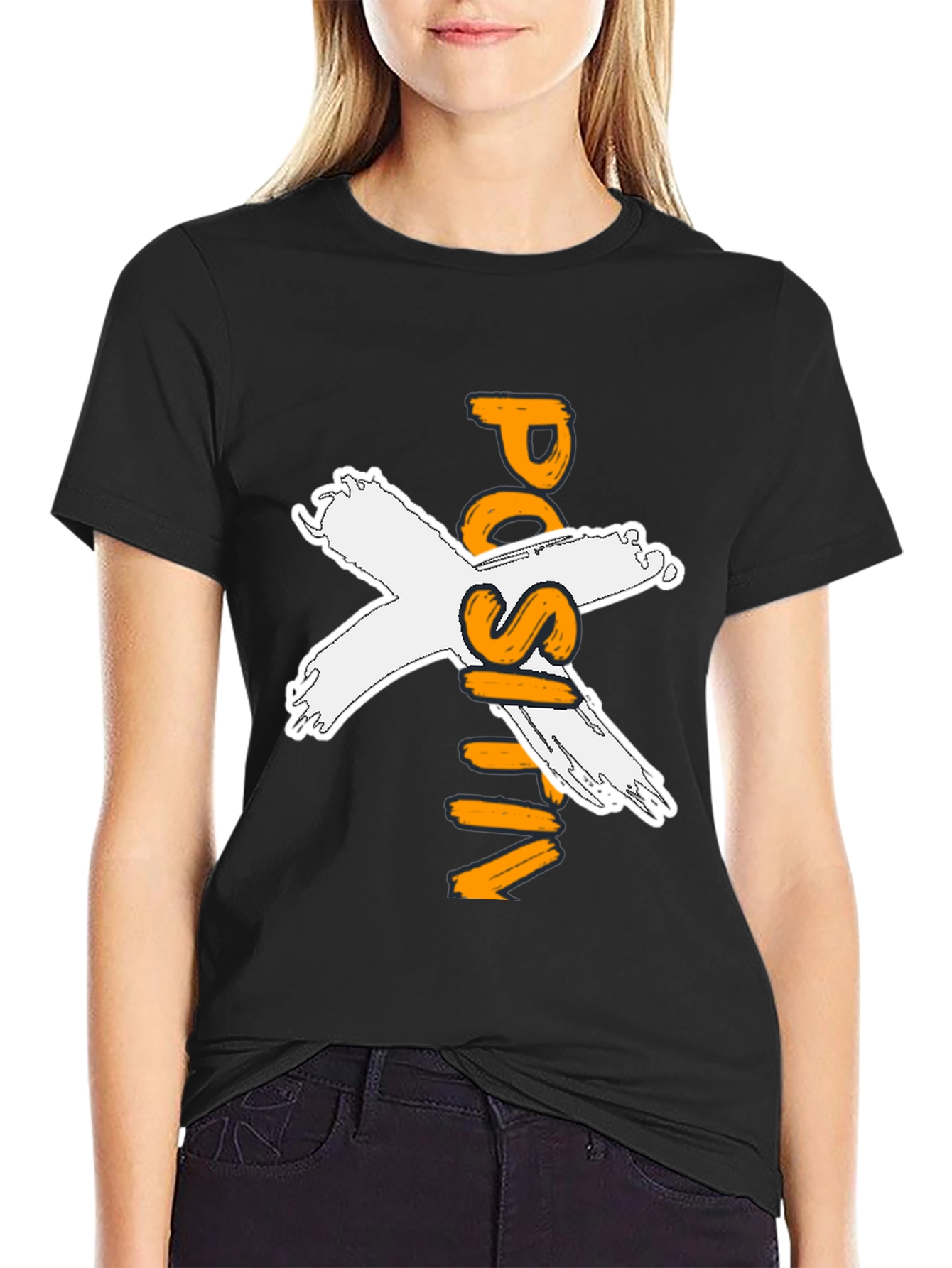 Black Positive Graphic Tee - Black Crew Neck T-Shirt view 2