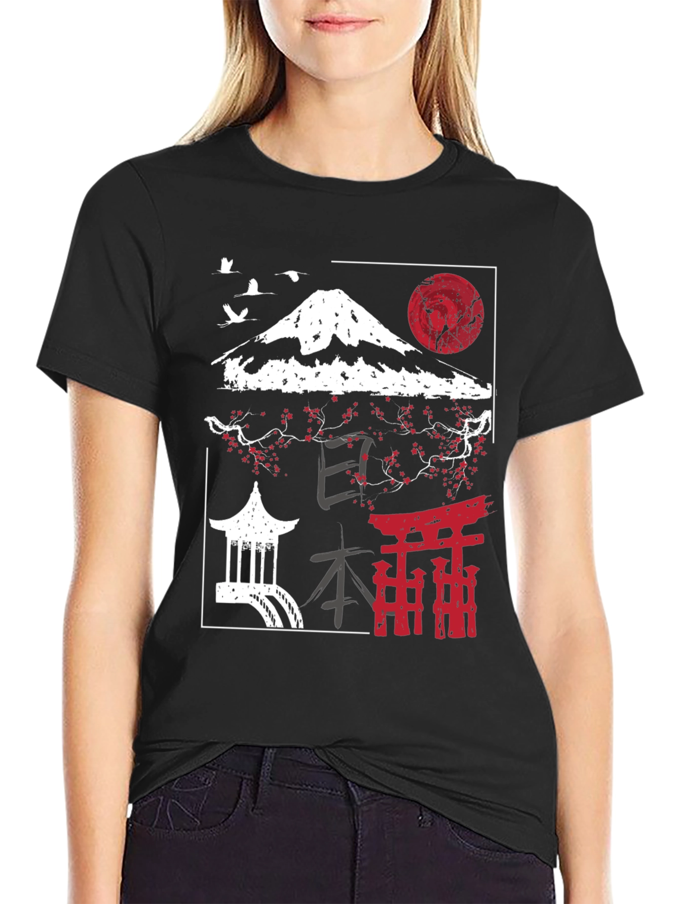 Black Japanese Landscape Graphic Tee view 2