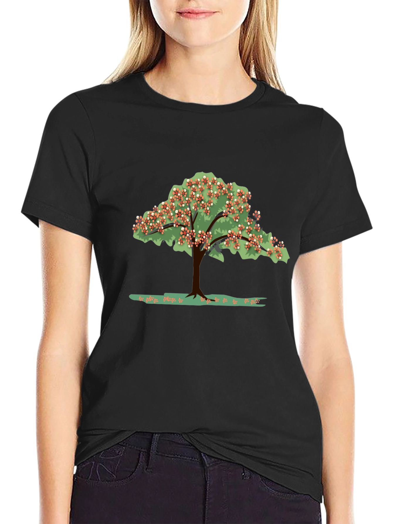 Black Nature Tree Graphic T-Shirt - Black view 2
