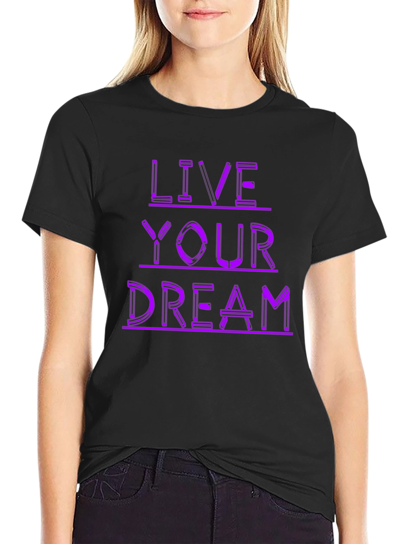 Black Live Your Dream Graphic Tee - Trendy Stylish Shirt view 2
