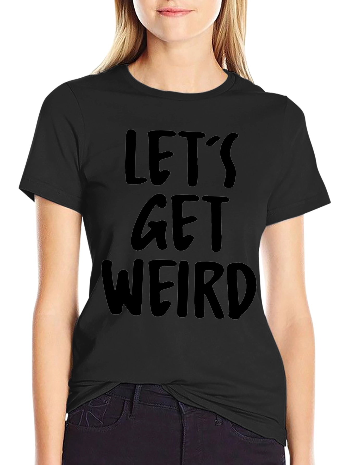 Black Let's Get Weird Graphic Tee view 2
