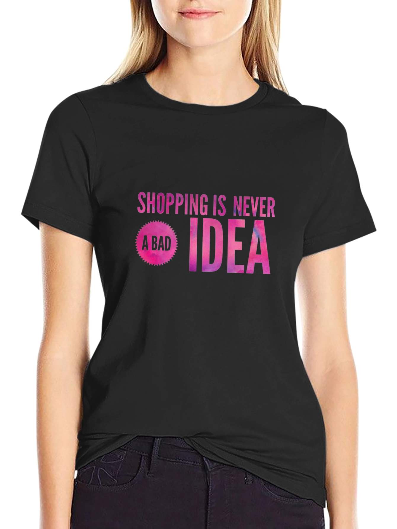 Black Shopping Is Never A Bad Idea Graphic Tee view 2