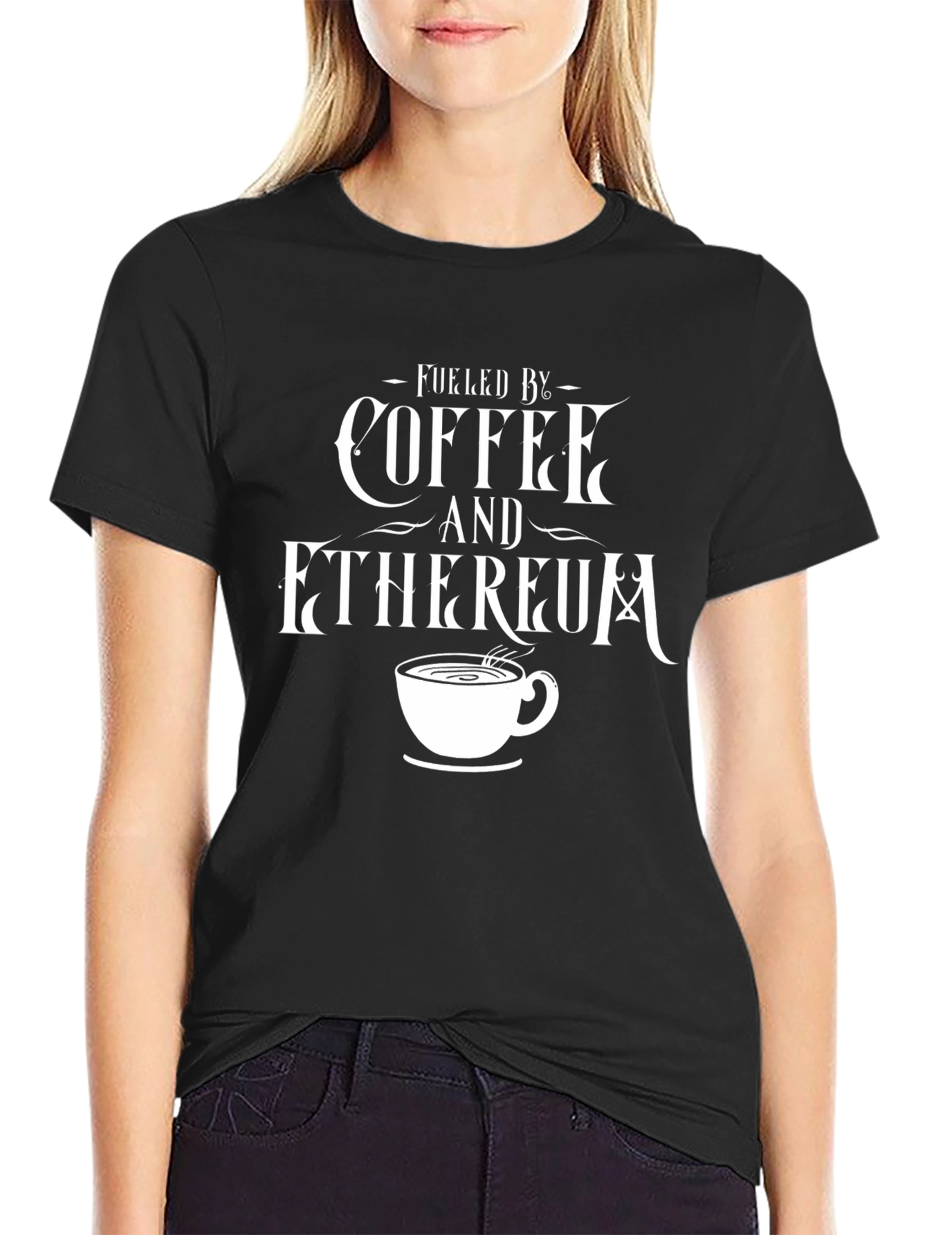 Black Fueled by Coffee & Ethereum - Graphic T-Shirt view 2