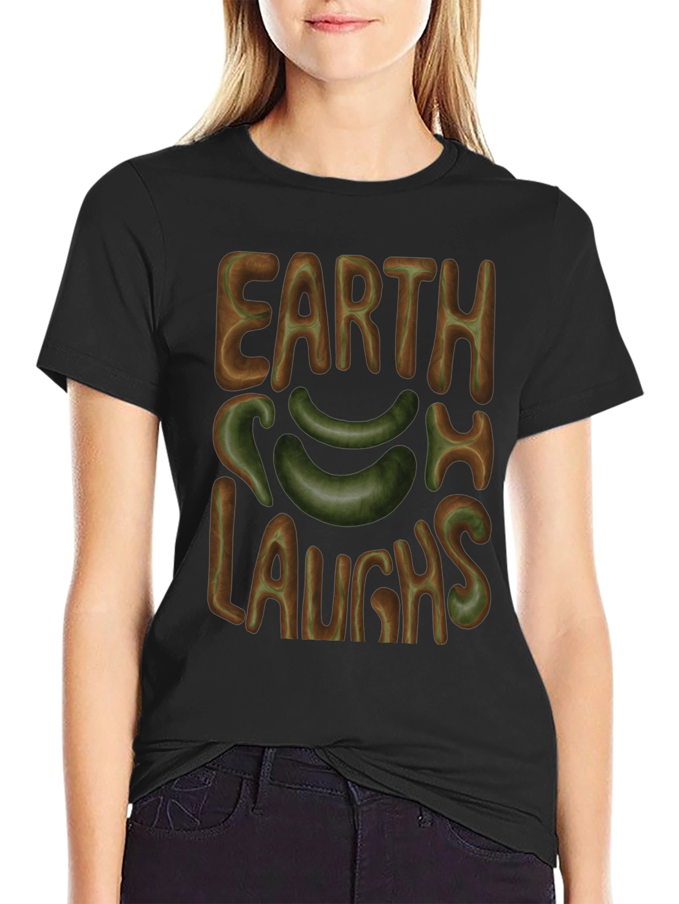 Black Earth Laughs T-Shirt - Graphic Tee view 2