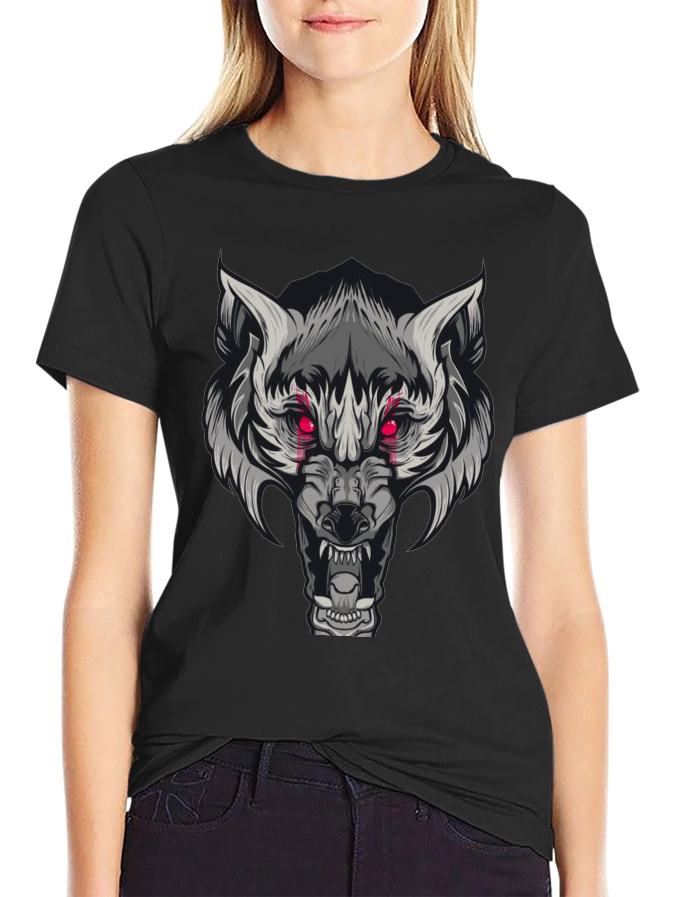 Black Wolf Graphic Print Tee - Men's Short Sleeve view 2