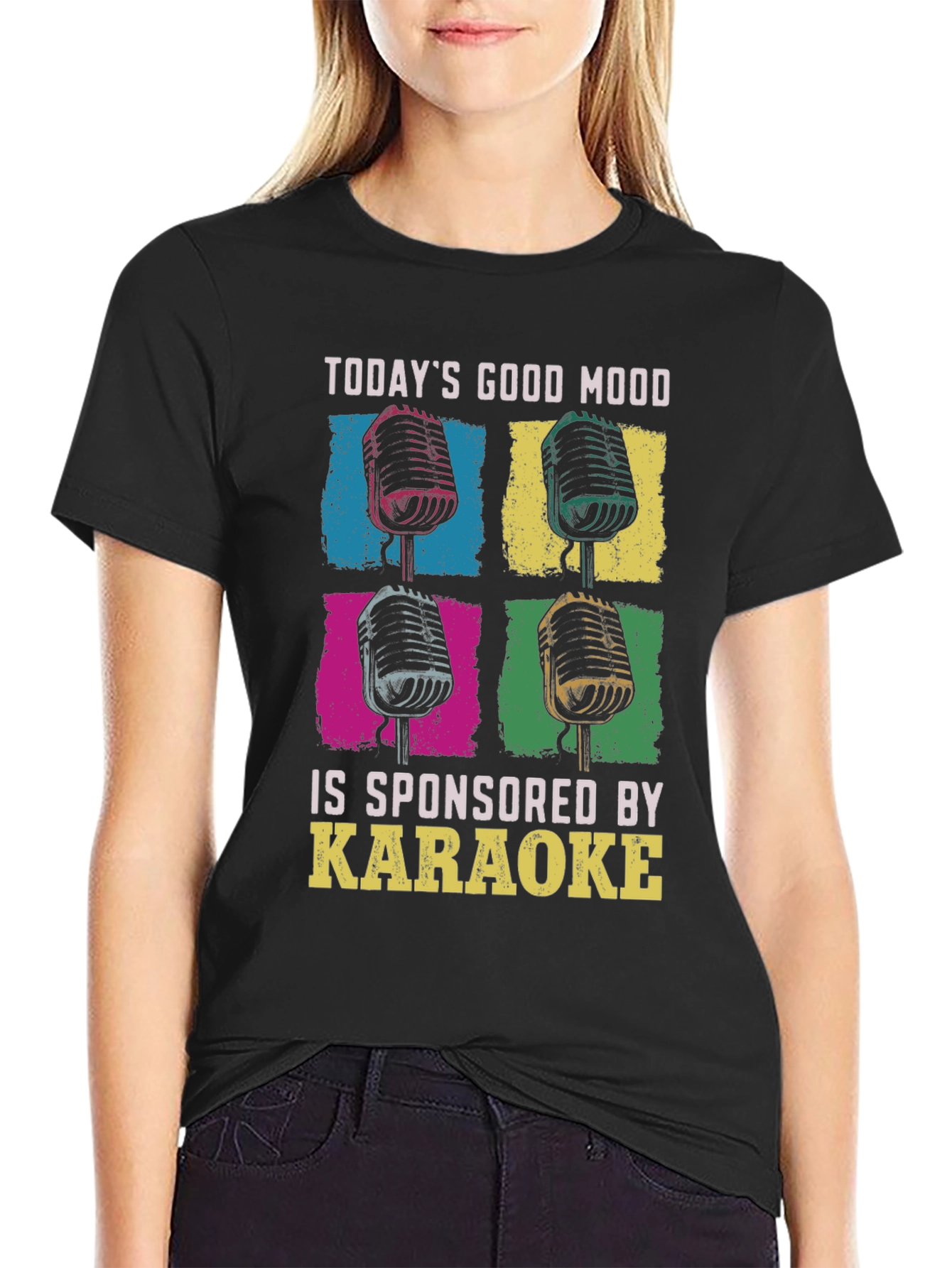 Black Karaoke Good Mood Graphic T-Shirt view 2
