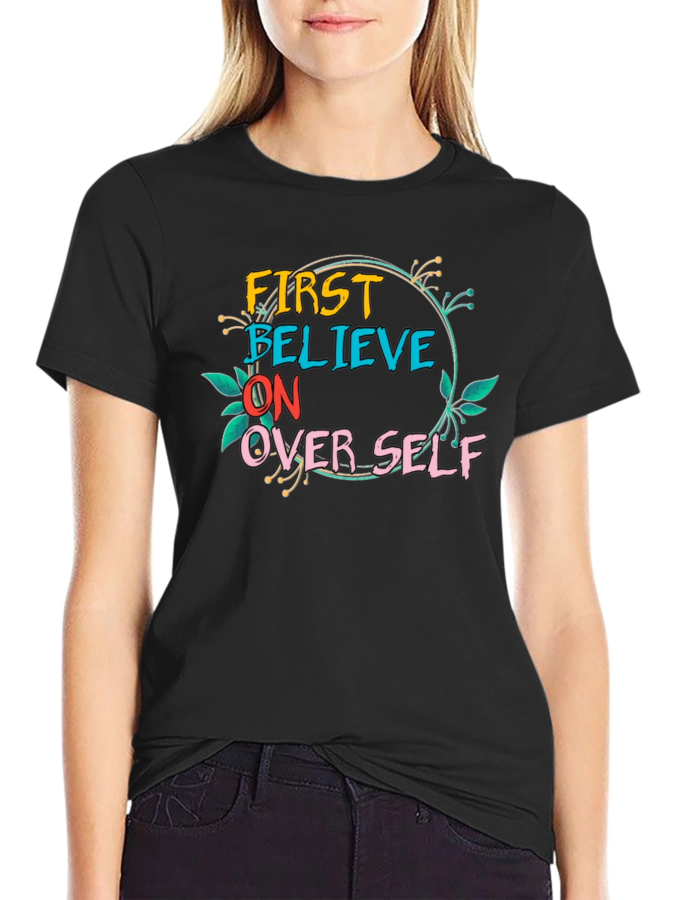 Black Believe In Over Self Graphic Tee view 2