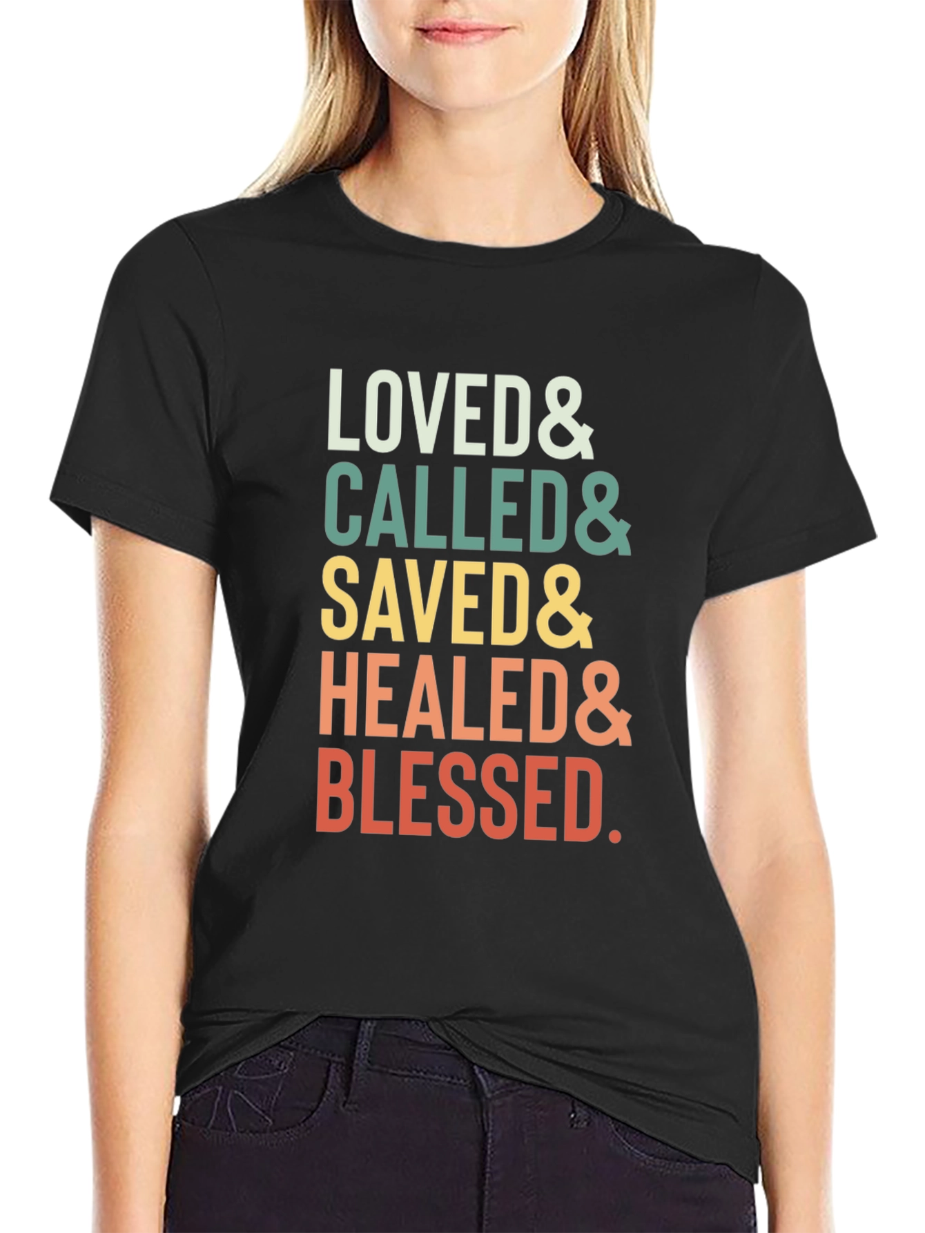 Black Loved Called Saved Healed Blessed T-Shirt view 2