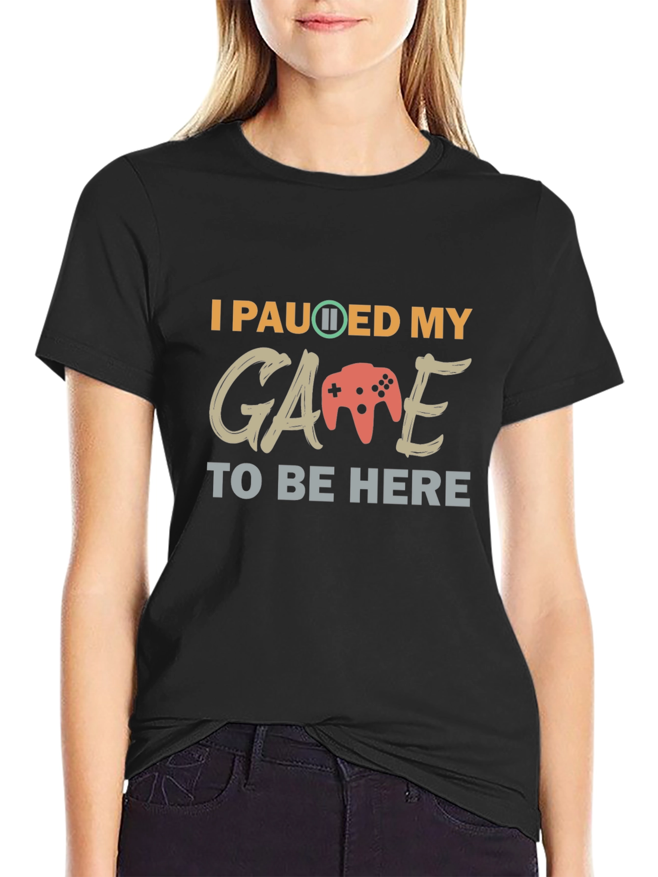 Black I Paused My Game T-Shirt - Gamer Apparel view 2