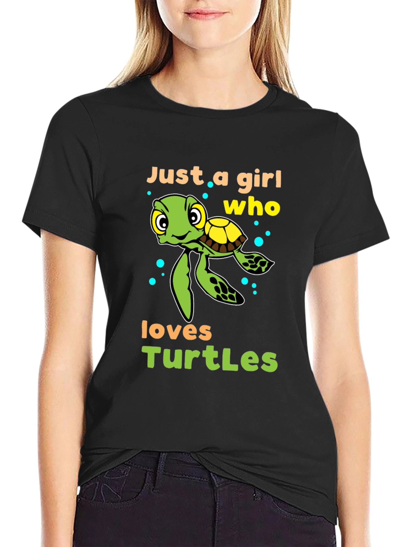 Black Girl Who Loves Turtles T-Shirt - Cute Sea Turtle Design view 2