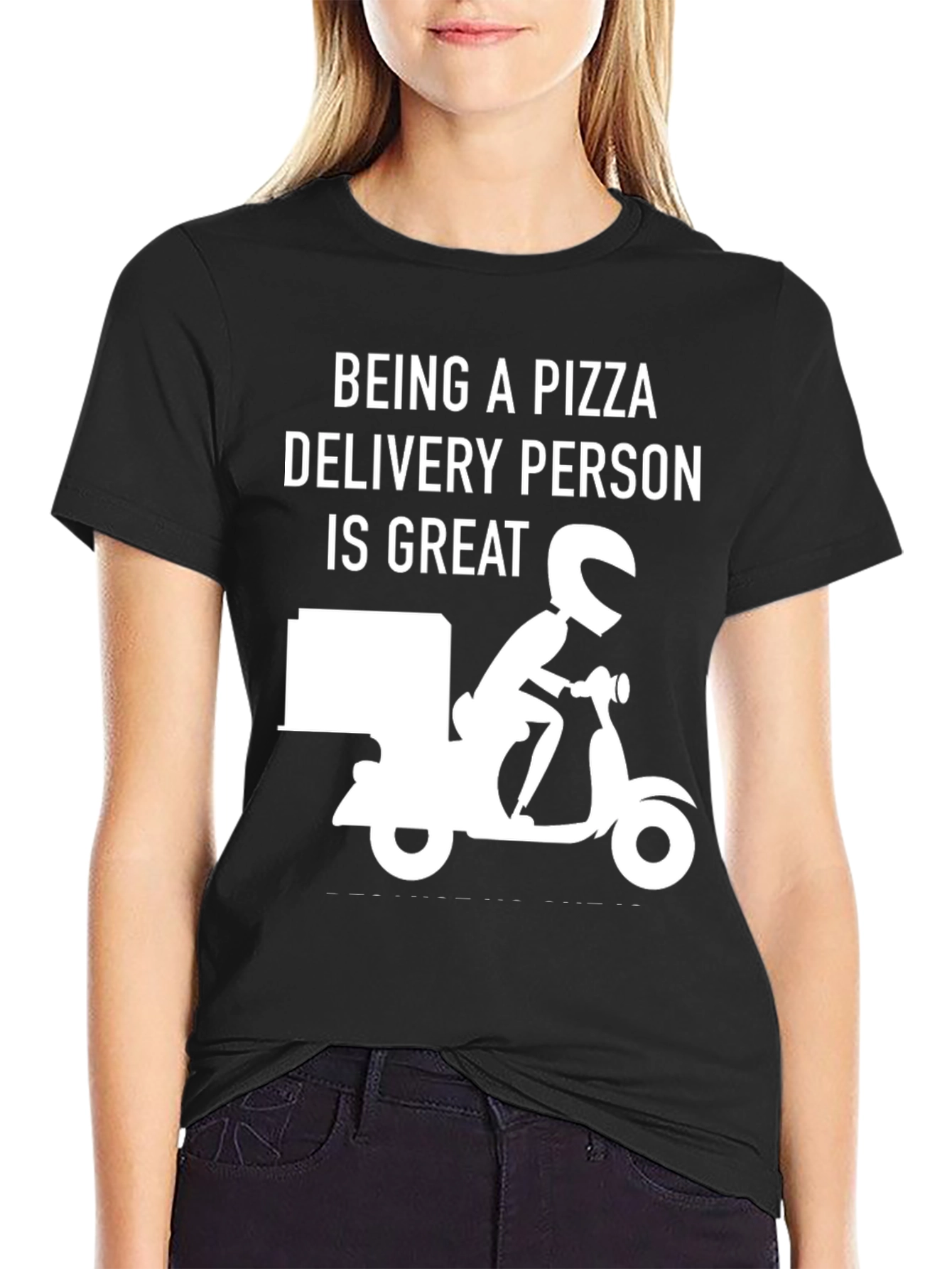 Black Pizza Delivery Person T-Shirt - Great Gift! view 2
