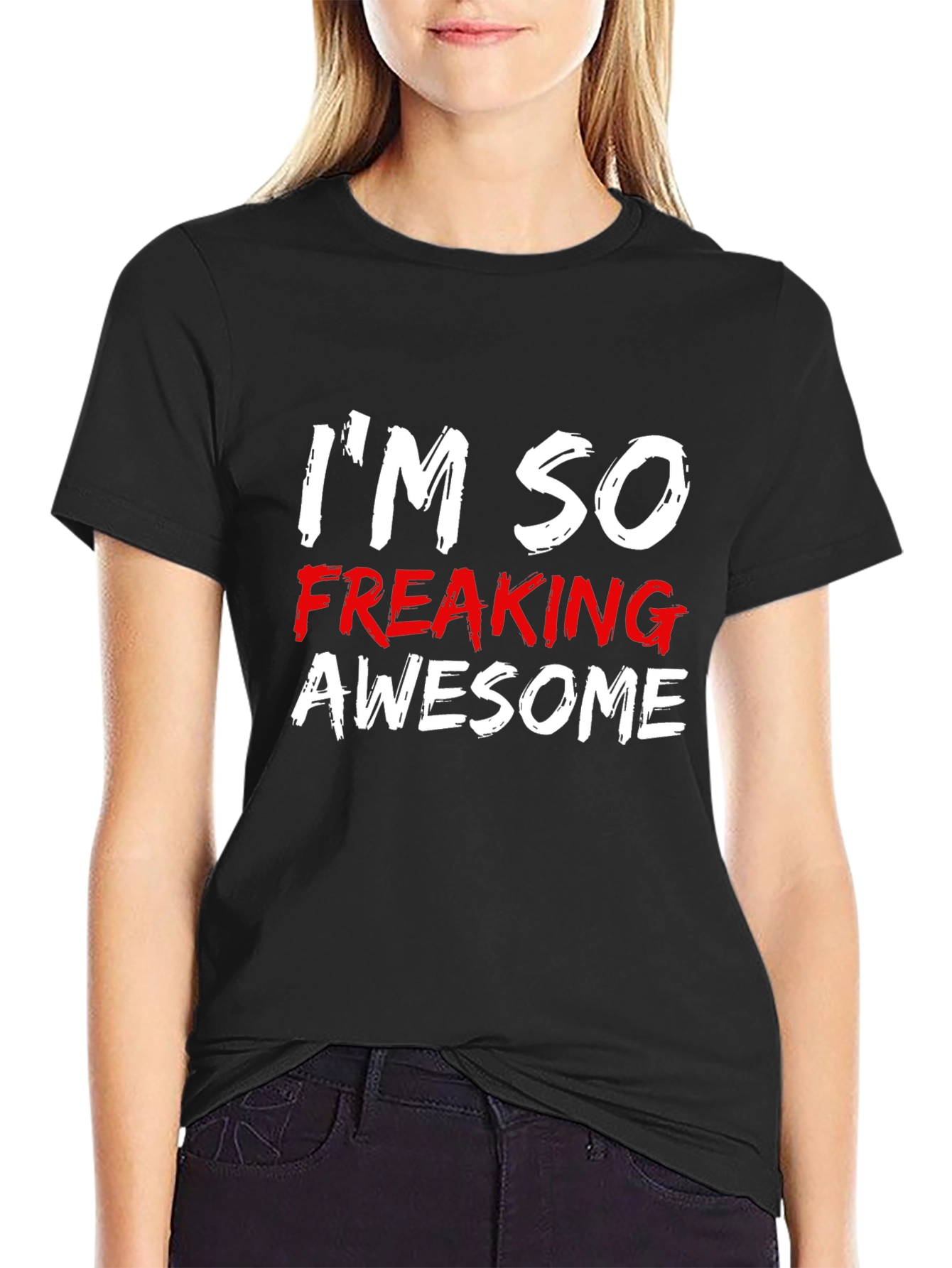 Black I'm So Freaking Awesome Men's Black T-Shirt view 2